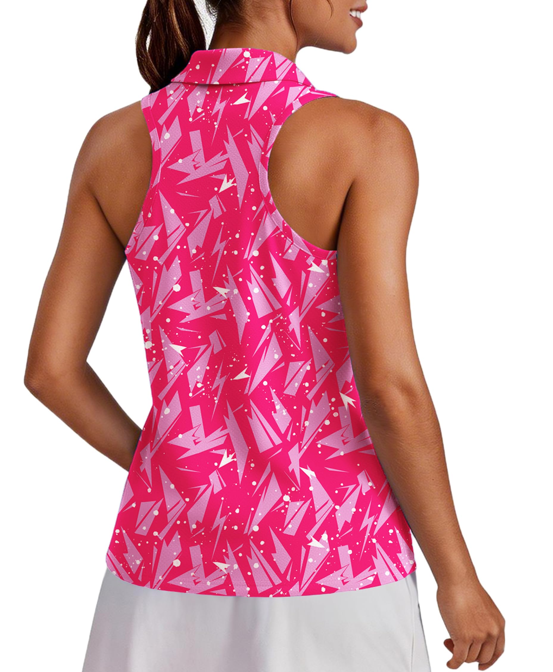 PINSPARK Womens Golf Shirt UPF 50+ Collared Shirts Sleeveless Tennis Tanks
