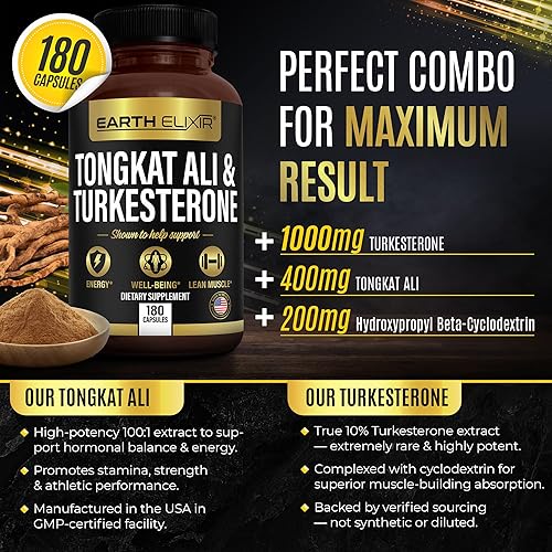 Miniatura 3 de Turkesterone Tongkat Ali para hombres y mujeres  Suplemento de turkesterona de alta potencia para hombres con Tongkat Ali  2 en 1 energía natural,