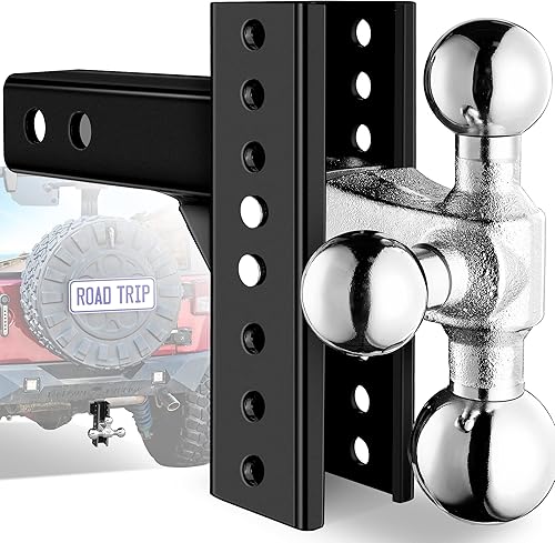 Bravex Enganche de remolque ajustable se adapta a receptor de 2 pulgadas, triple bola (1-78 pulgadas x 2 x 2-516 pulgadas), enganche de caída de 6