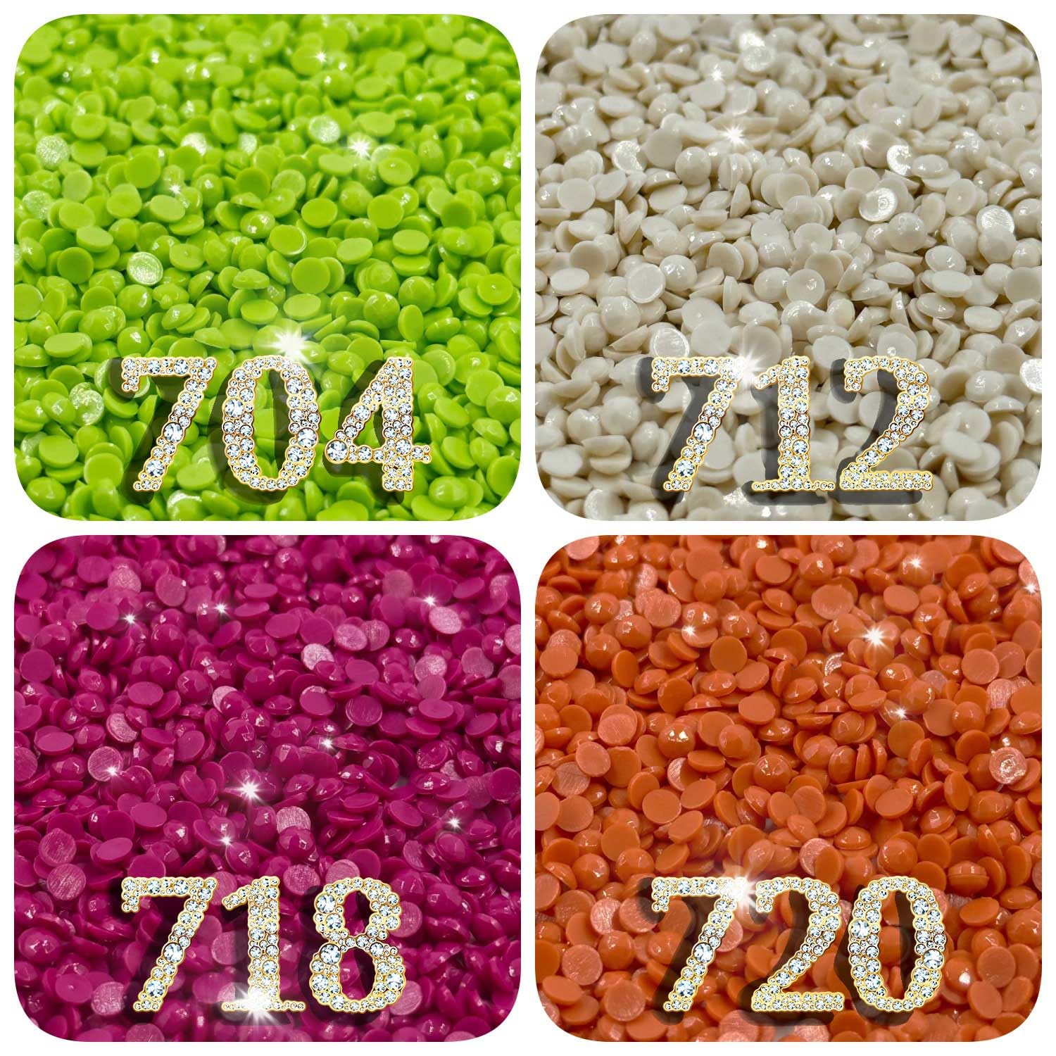 Diamonds Painting Accessories,Replacement for Missing Round Drills 704 712 718 720,Rhinestone Resin Diamond Drill,4 Colors Beads Gems Stones,3500pcs per Color