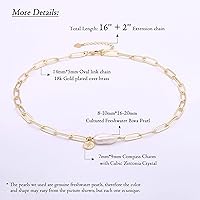 Vista 3 de Gargantilla de oro de 18 quilates, joyería delicada para mujeres de 16 pulgadas, con dije, cadena de eslabones