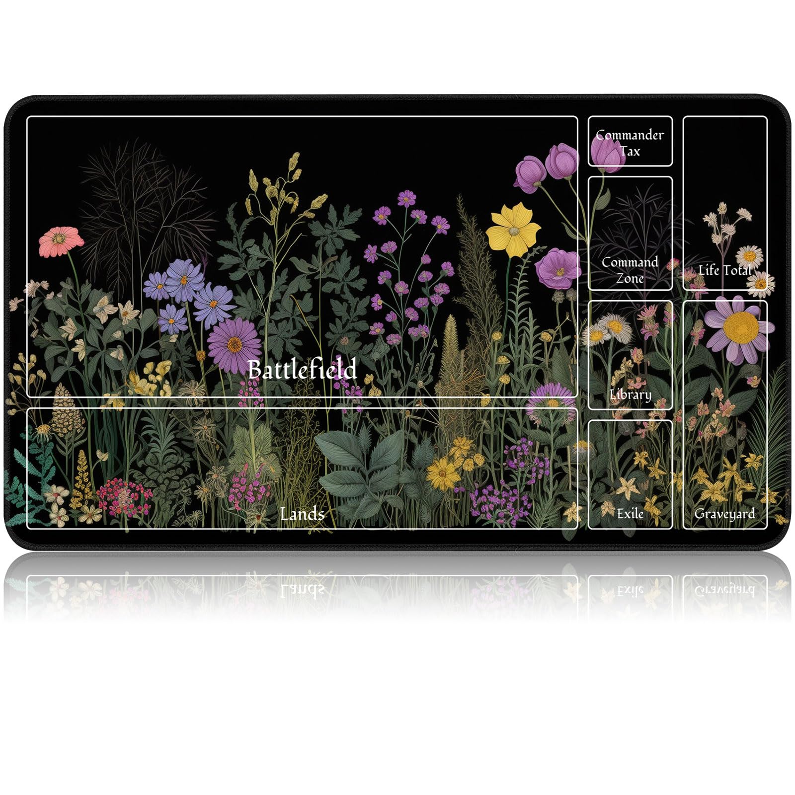 for MTG Game Playmat, for Magic TCG Rubber Play mat,Tabletop Card Playmats with Smooth Surface,Trading Card Inked Game Mat with New Zones,Battle Game,Natural Wildflowers