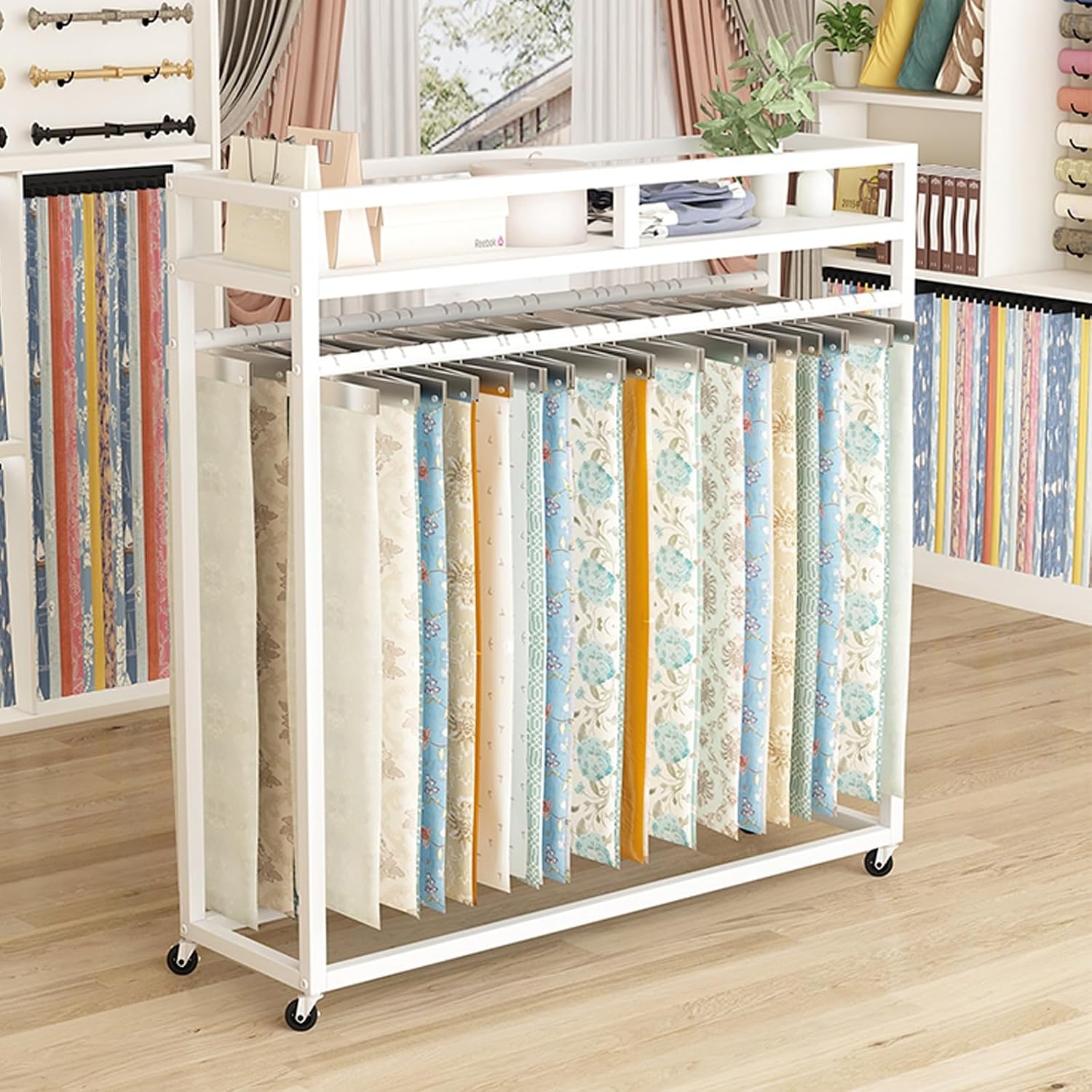 Silk Roll Display Rack Amazon.com: WNYAILLL Sample Fabric Display Rack, Metal Textile ...