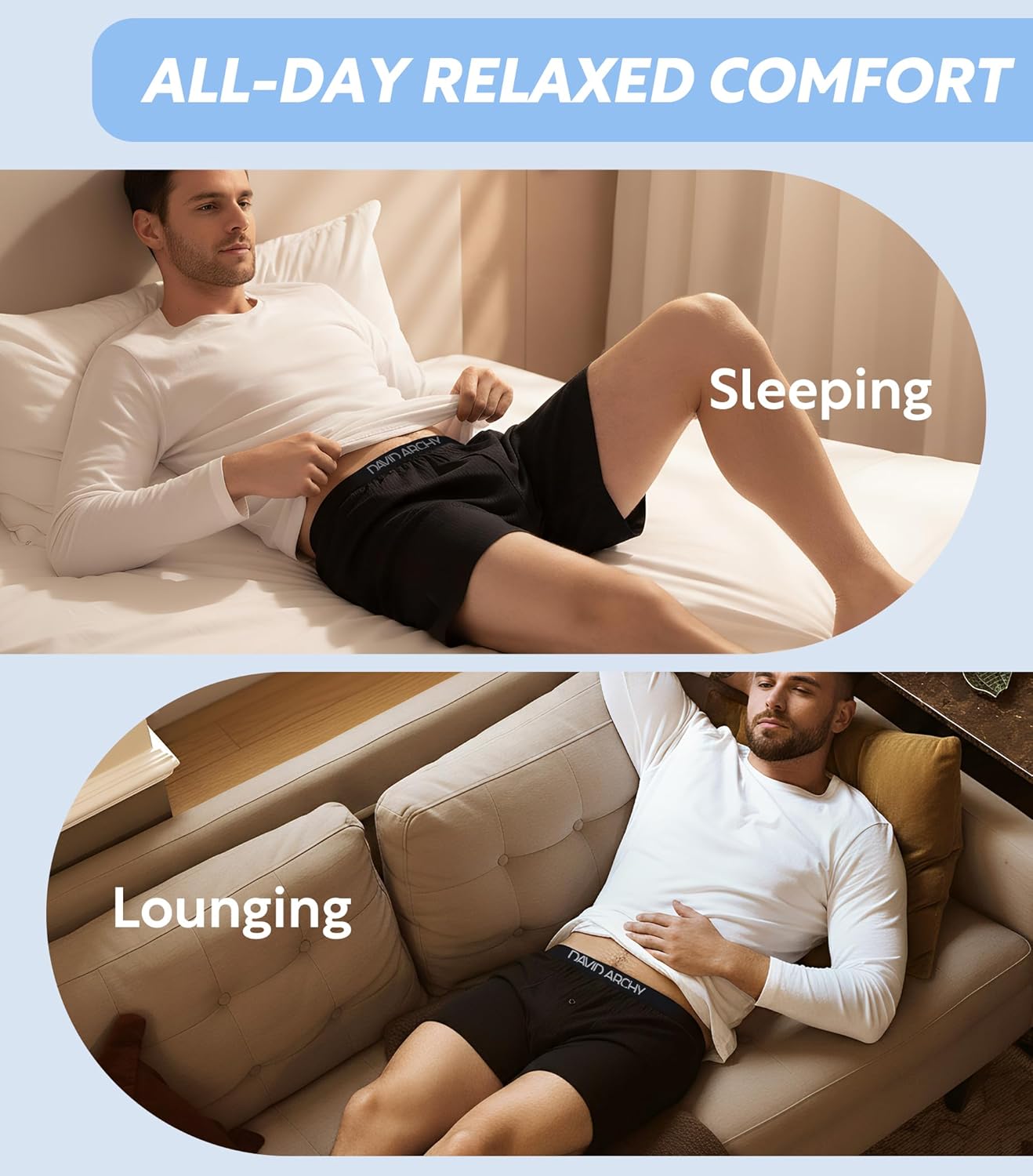 DAVID ARCHY Men's Underwear Bamboo Rayon Boxers Breathable Textured Knit Boxer Shorts Cooling Pajama Shorts 3 or 5 Pack - Image 6