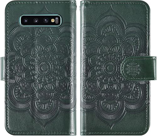 Miniatura 7 de Asuwish Funda de teléfono para Samsung Galaxy S10 con protector de pantalla de vidrio templado y tarjetero de cuero con diseño de flores, ranura