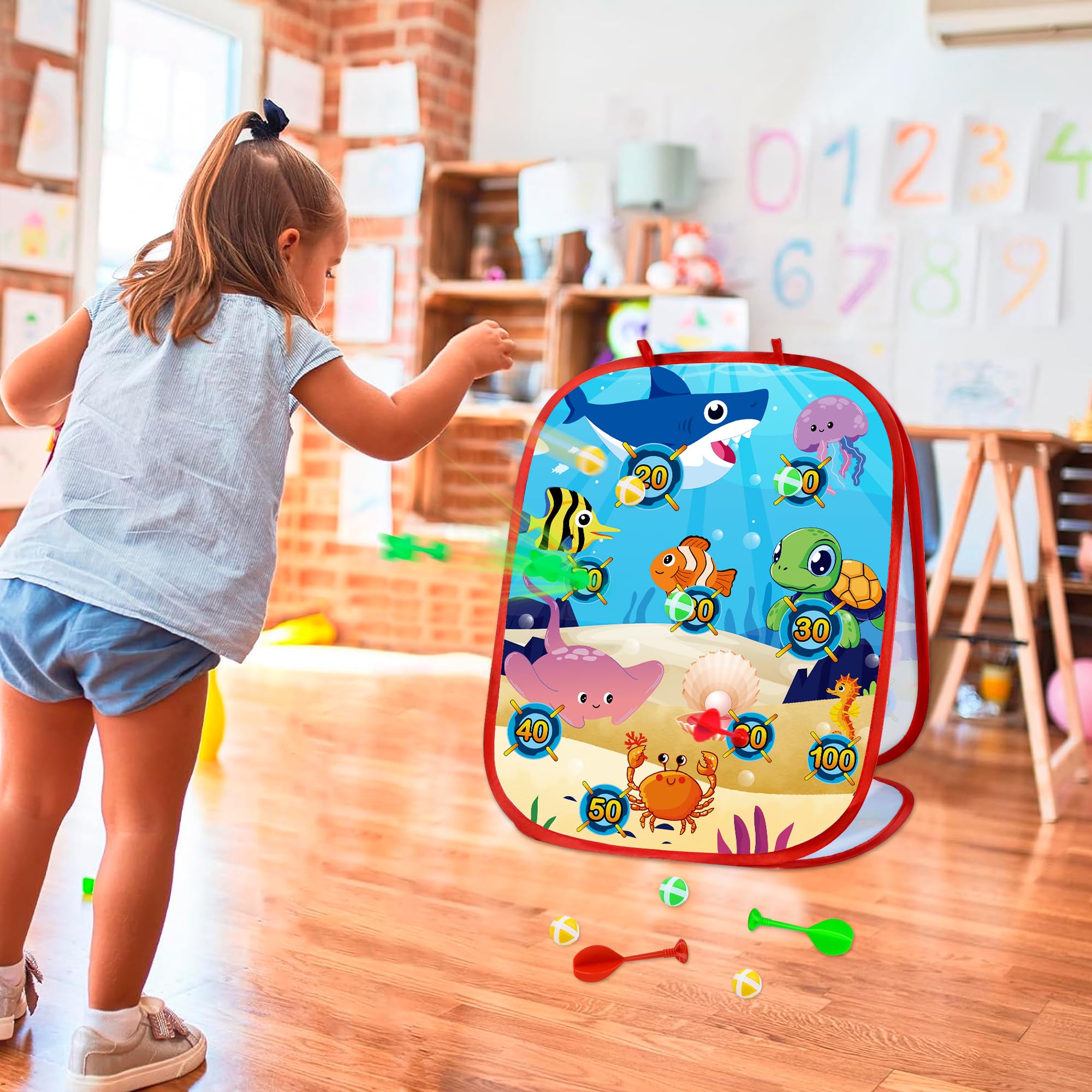 Bean Bag Toss Outdoor Outside Games Toys for Kids Ages 4 8 Under The Sea Summer Kids Outdoor Games Shark Toys Dart Game for Toddlers 3-5 Beach Ocean Themed Party Gifts for Boys Girls Family Yard Game - Image 5