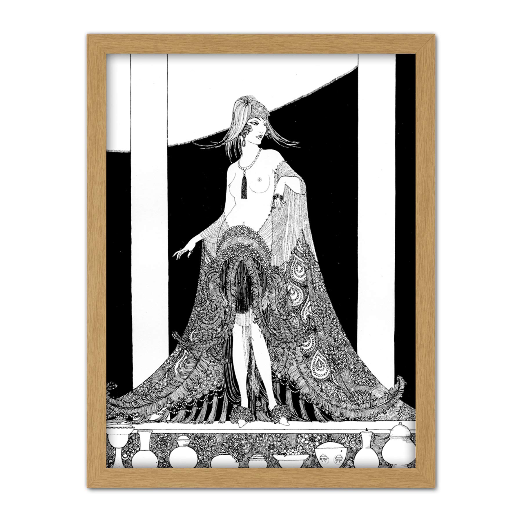 Wee Blue Coo Art Deco Woman Portrait Artwork Framed Wall Art Print 18X24 Inch
