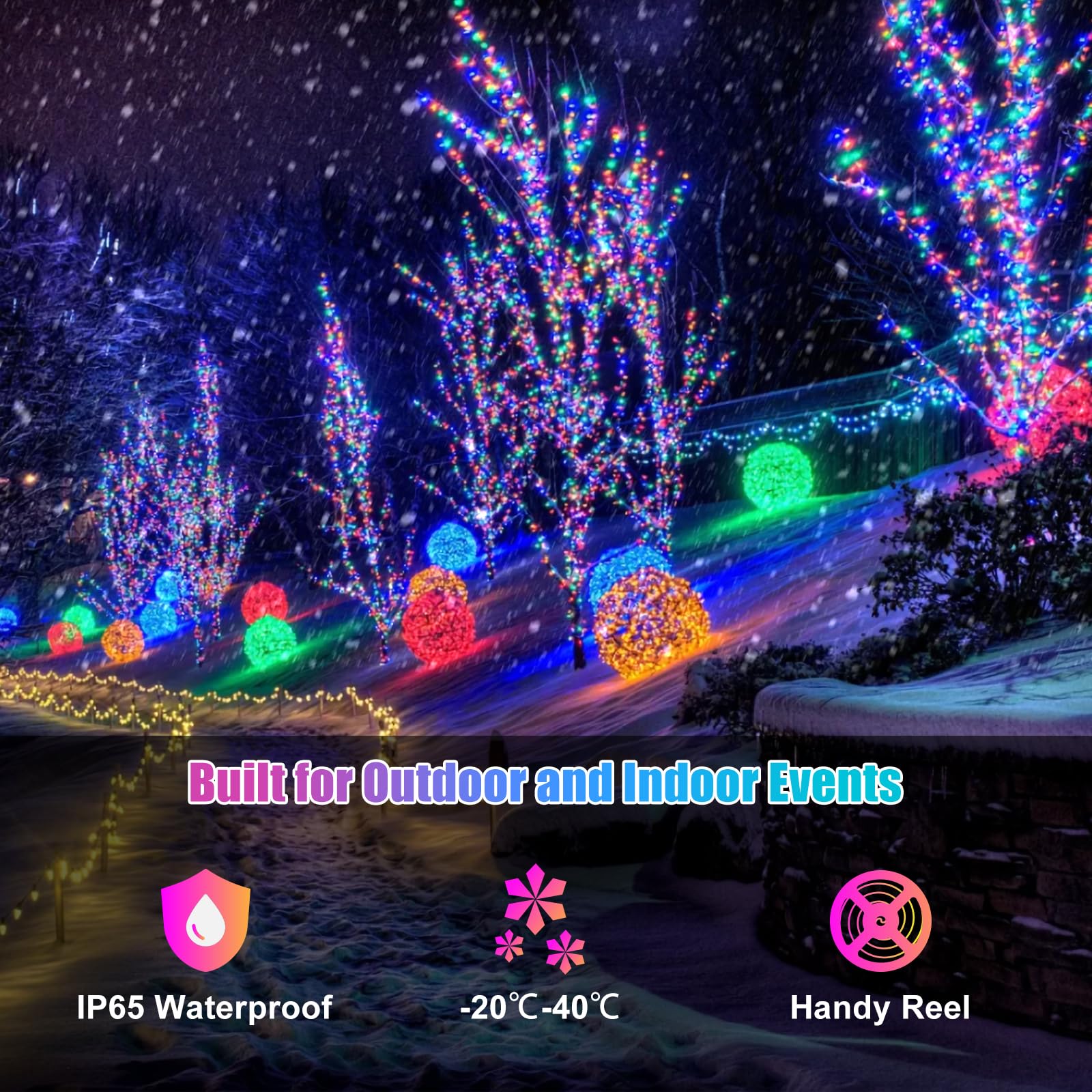 Multi String Lights Controled Multi Twinkle Lights ASAHOM 50ft Smart LED Outdoor String