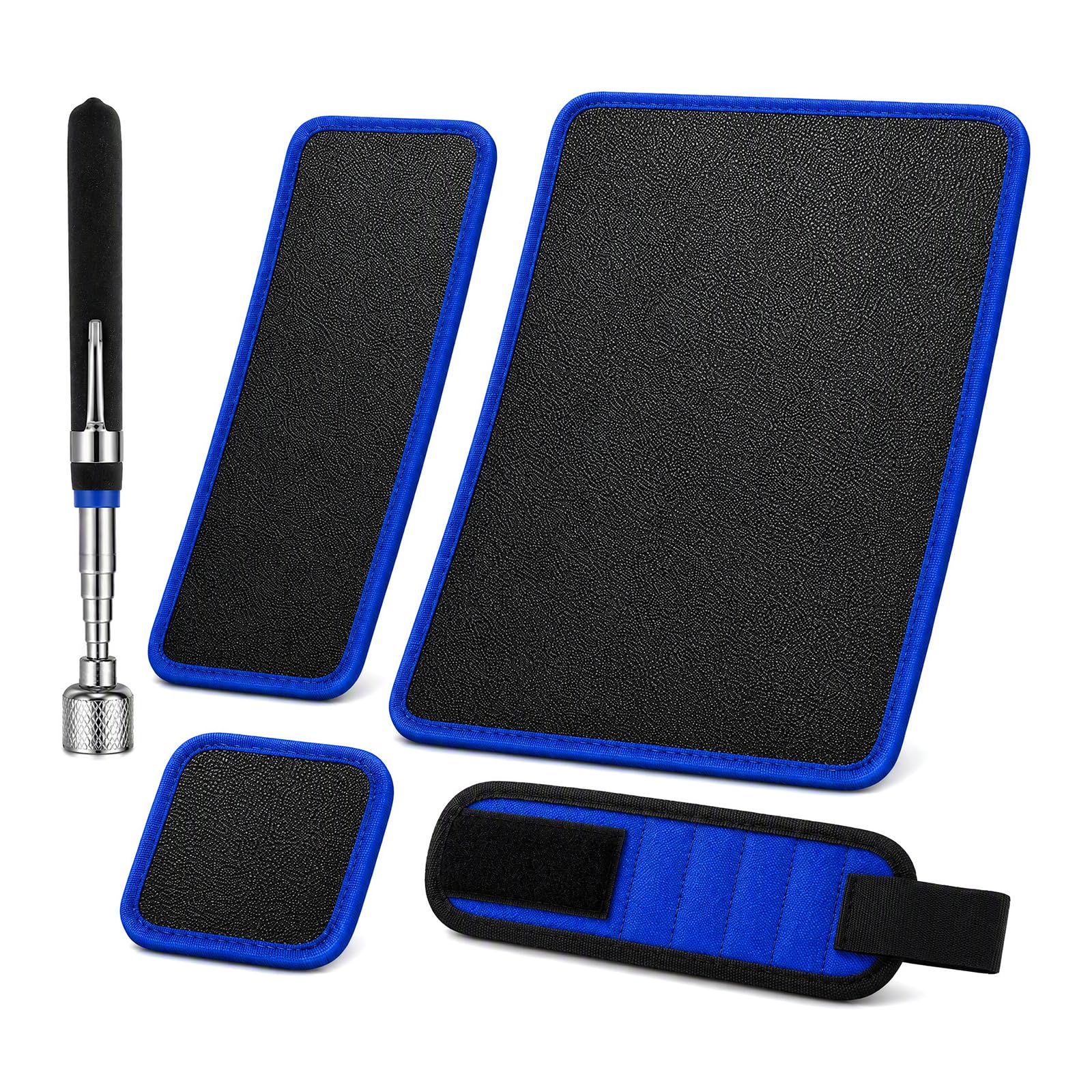 5-Piece Magnetic Tool Mat Set with Telescoping Pickup Tools, Blue