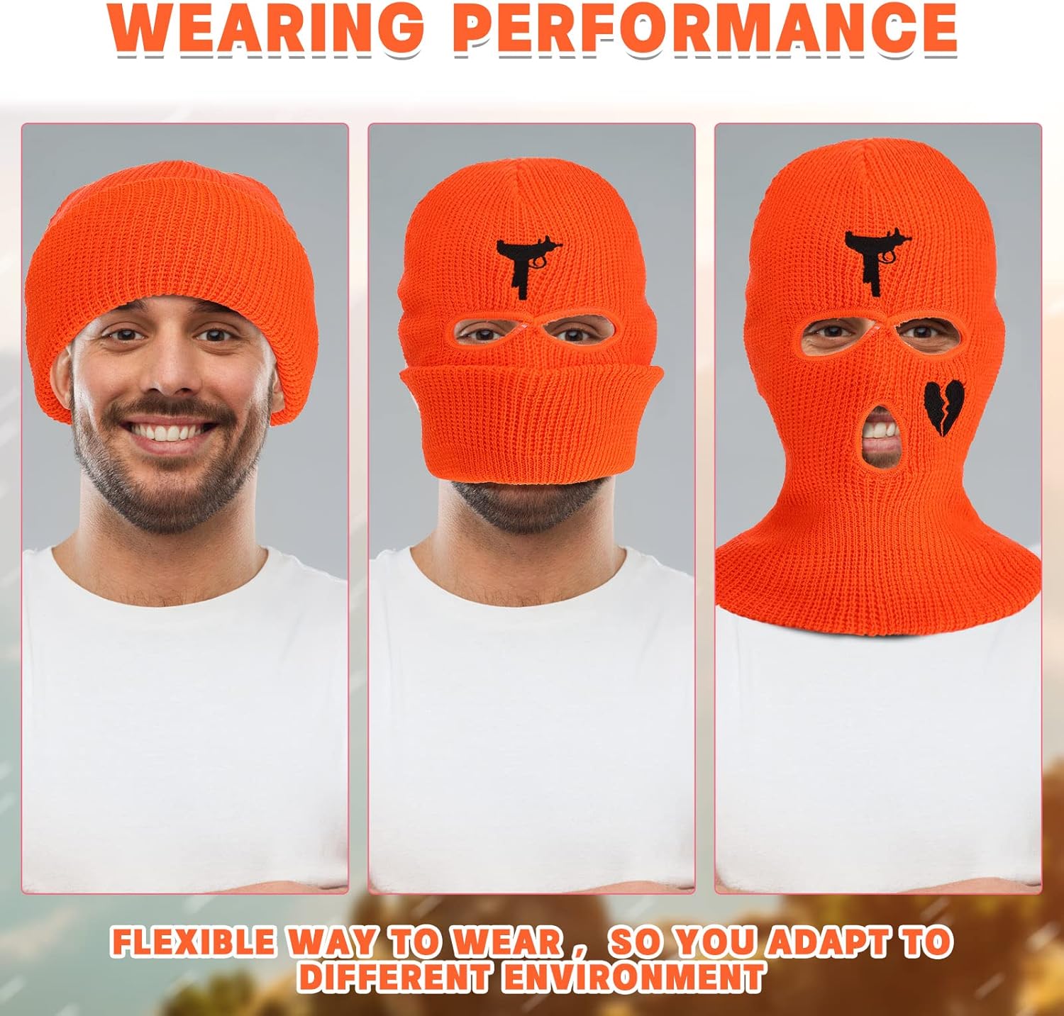 3 Hole Ski Mask Knitted Full Mask Windproof Balaclava Winter Full Face Cover Cycling Neck Warmer for Men Women - Image 6