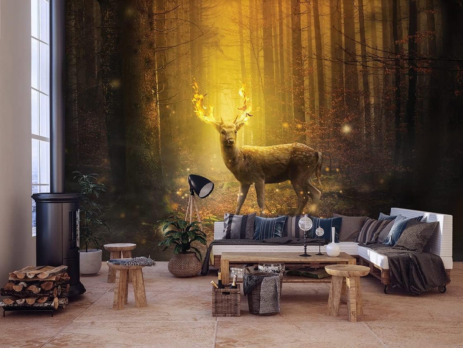 Kfjhgbdshhj 3D Mural Photo Mural-Wallpaper Landscape -S - For Living Room Bedroom - Wall Covering 3D - Deer, 150Cm X 105Cm Poster - Wall Sticker - Frameless Picture