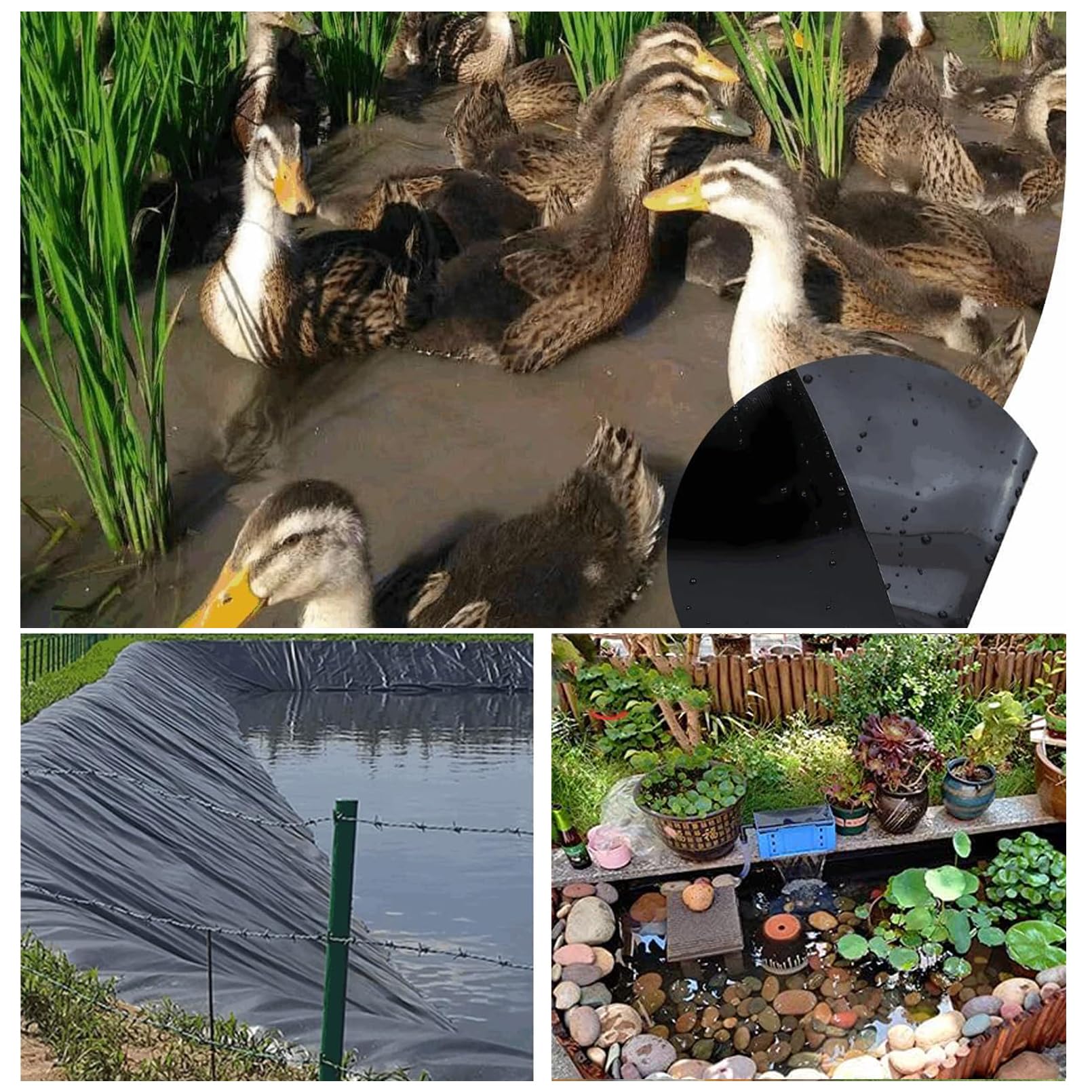 Revestimiento De Estanque Tortugas Exterior Duradero Negro, Revestimiento Resistente para Estanque de 4×5m, Pond Liner para Estanques,Construcc,Fuentes,Jardines Acuáticos y Cascadas