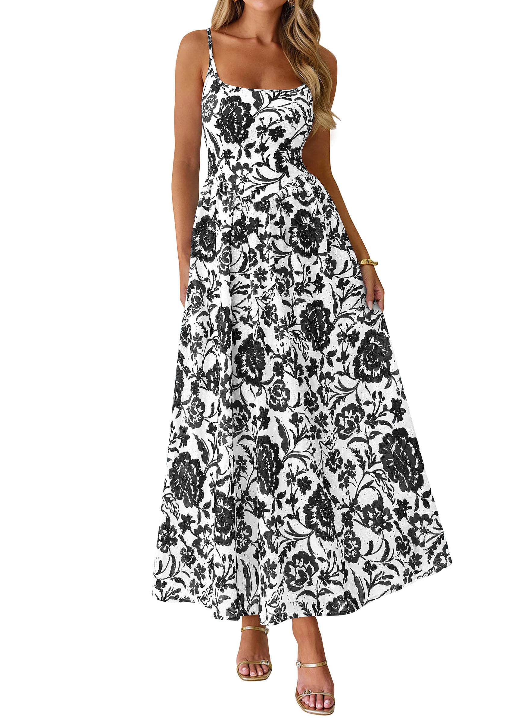 Photo 1 of ** dress is dirty **
PRETTYGARDEN Womens 2026 Spring Boho Maxi Dress Eyelet Floral Long Flowy Sundresses Summer Beach Vacation Clothes (Floral White Black,Large)