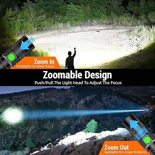 Miniatura 7 de Linterna EDC de bolsillo recargable  4.9 pulgadas y emergencia SOS de un clic, linterna LED pequeña súper brillante 3 horas USB-C carga rápida,