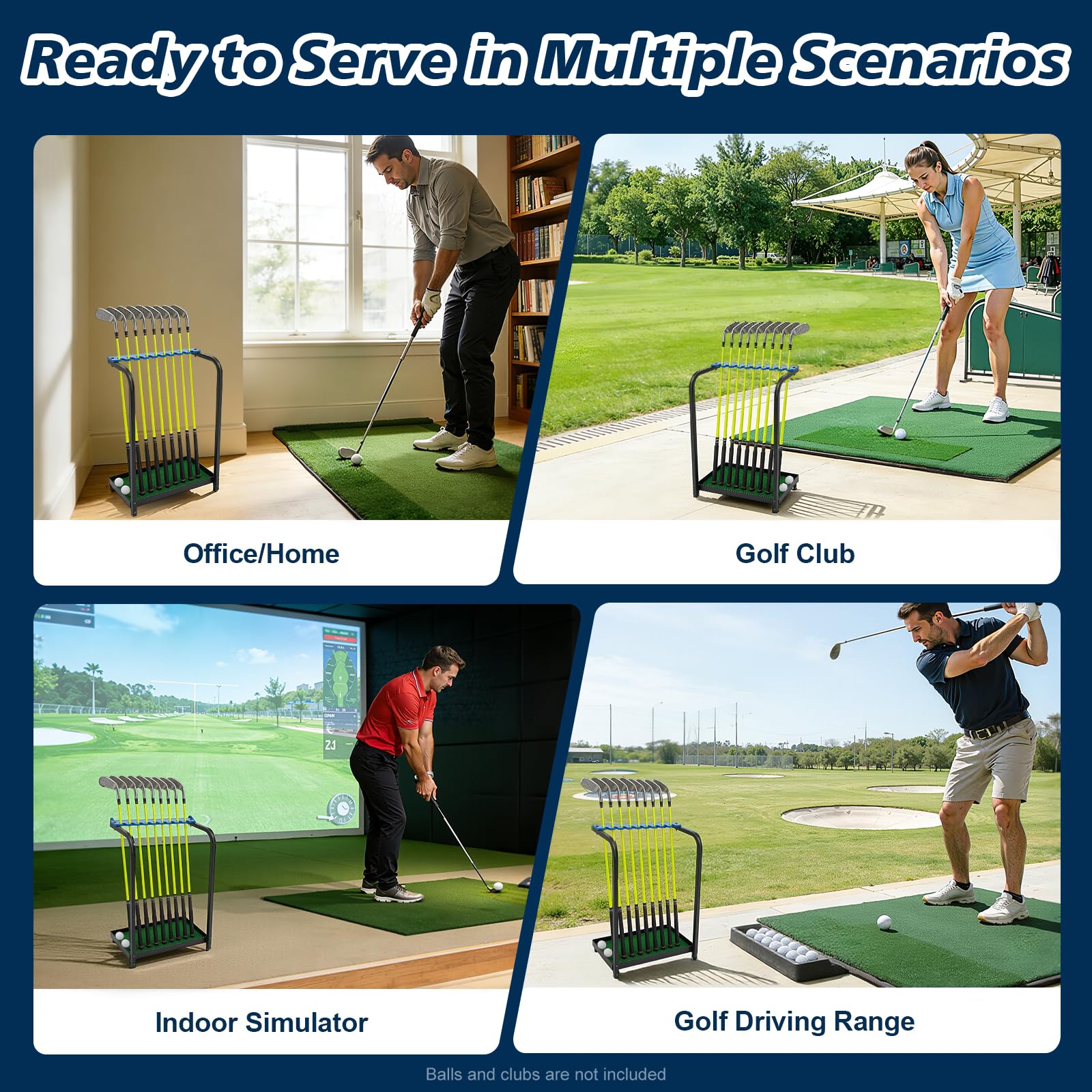 Support de putter de golf, support pour 9 clubs de golf, support de putter de golf, en métal robuste, pour club de golf, rangement de clubs de golf