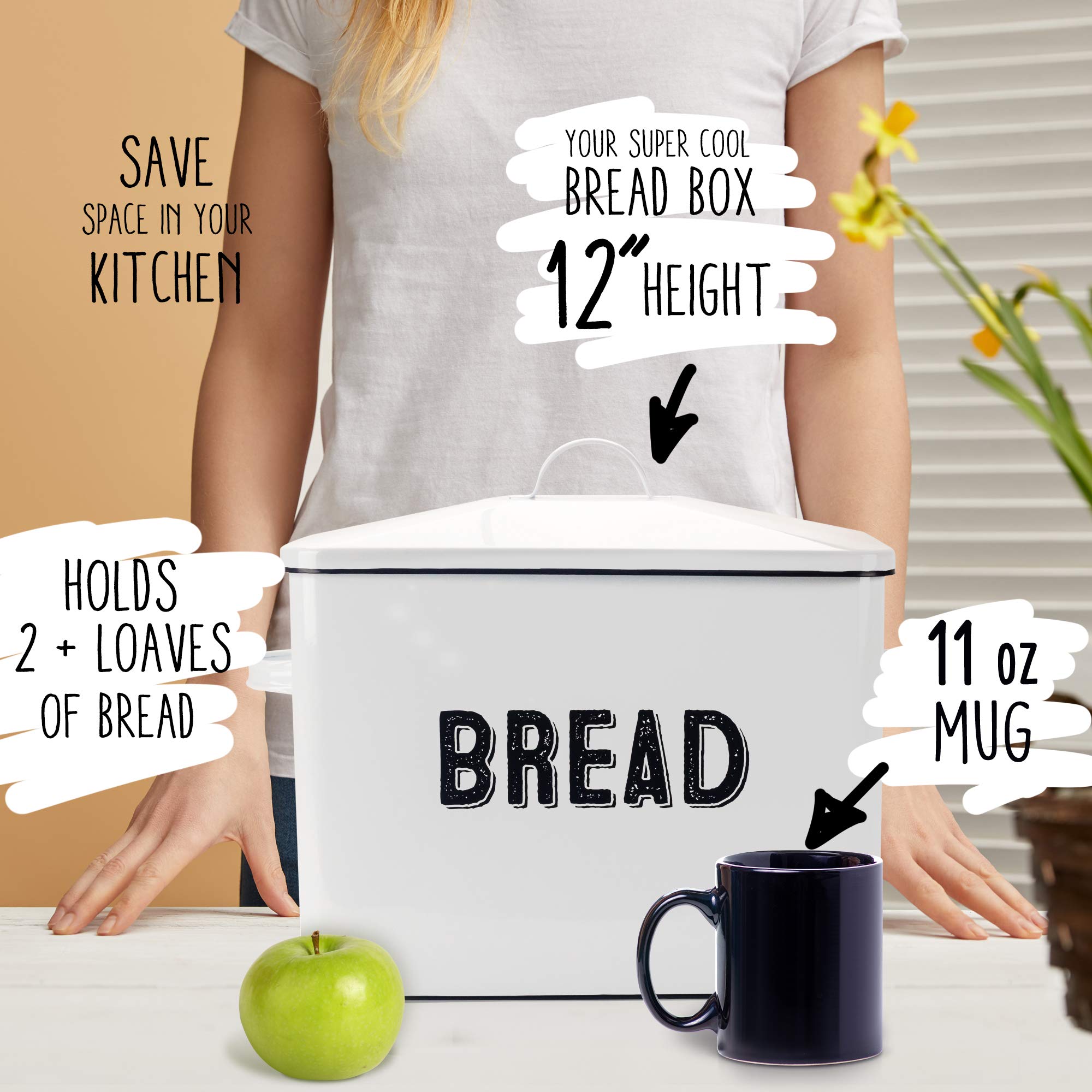 Stylish Farmhouse Bread Box For Kitchen Countertop Extra Large