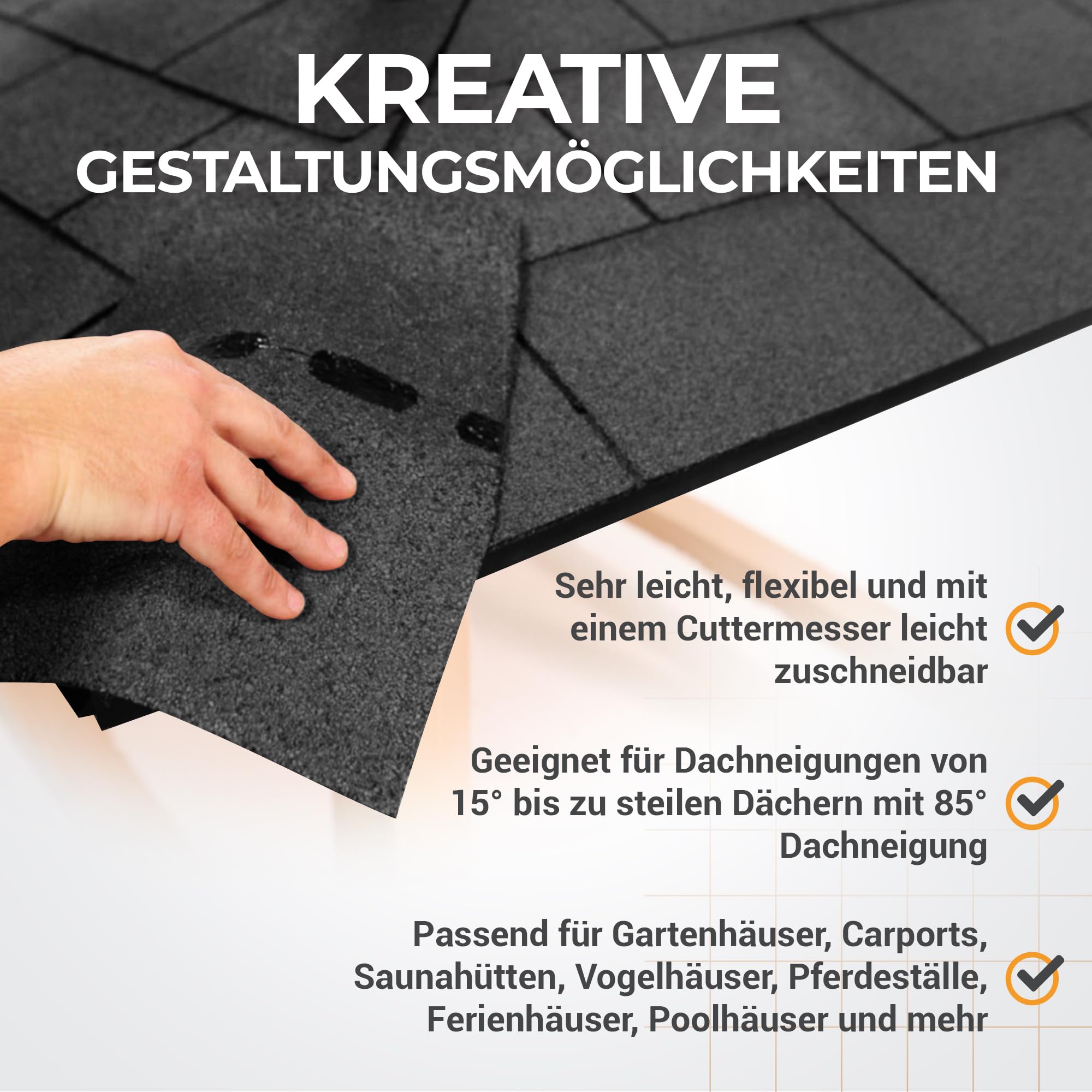 DEMMELHUBER Bitumen Dachschindeln rechteck, Rechteckschindeln | Bitumendachschindeln, wetterfest, für Gartenhaus, Carport, Bitumenschindeln, Dachpappe, Bitumen-rechteckschindeln