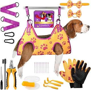 Dog Grooming Hammock for Nail Trimming - Dog Grooming Hammock Harness - Pet Grooming Hammock - Dog Nail Clipper - Dog Hammock - Dog Grooming Table - Dog Sling for Dogs Cats - Groomers Helper for Pet