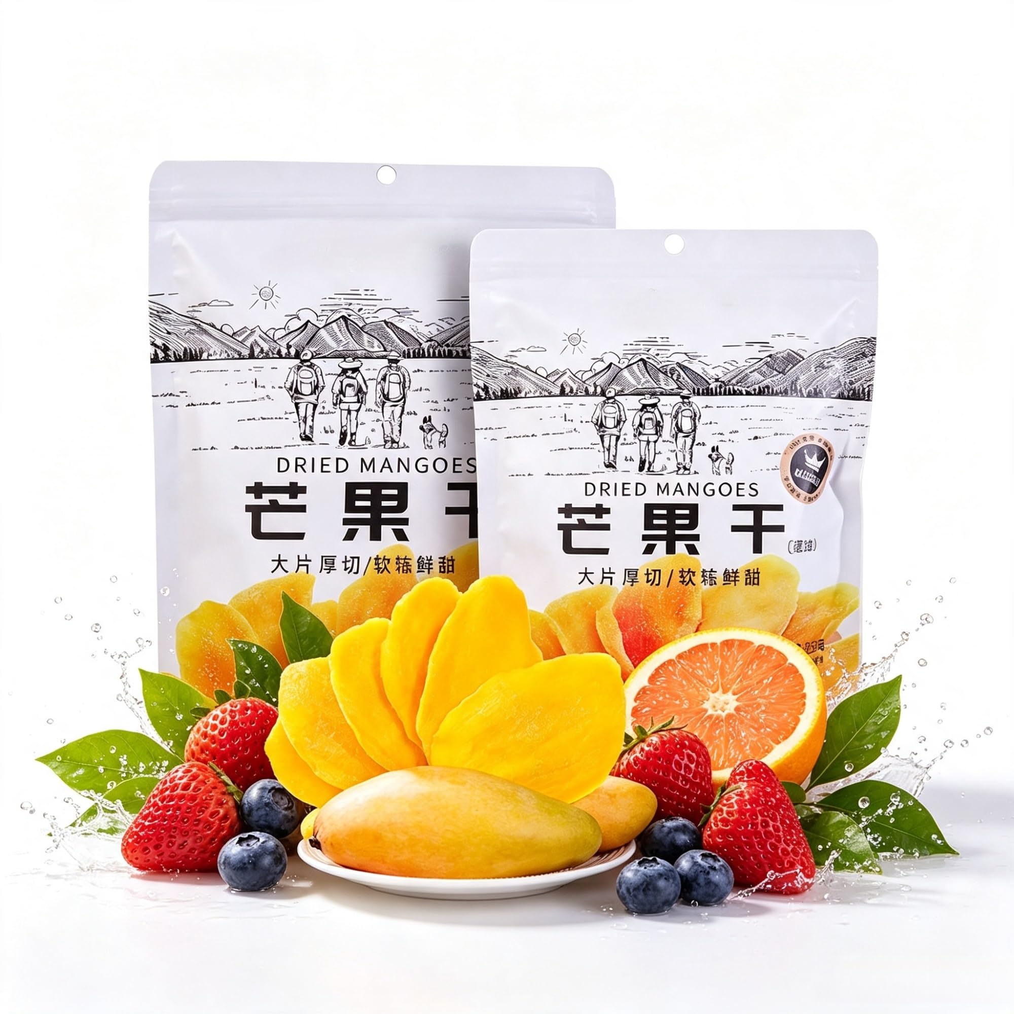 Rebanadas de mango seco cortado original 250 g × 2 bolsas