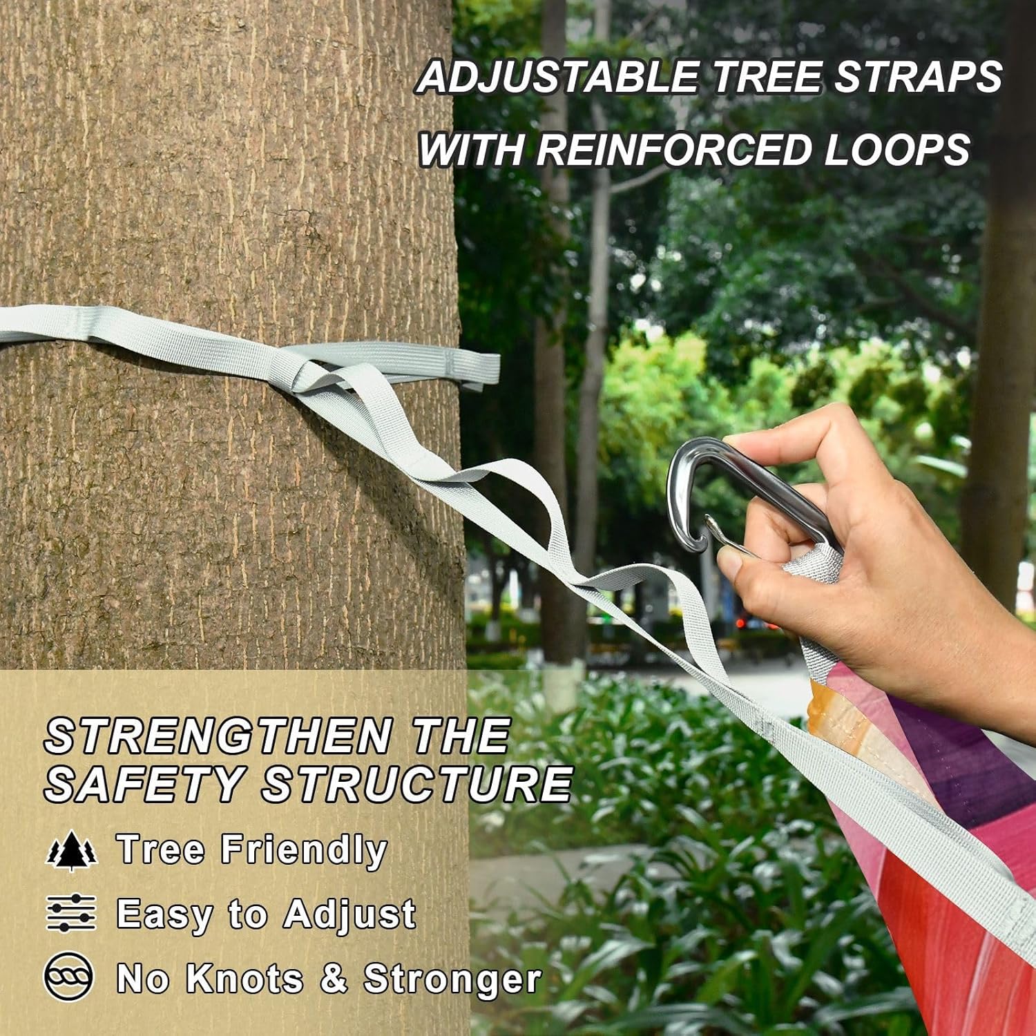 Striped Pattern Wavy Lines Multicolor 330lb Capacity Hammocks with Tree Straps Hanging Hammock for Camping Travel Accessories soporte para hamacas para adultos