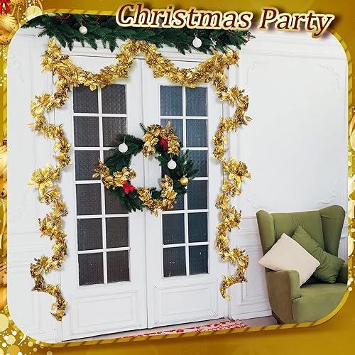 Miniatura 3 de Dingion Guirnalda de Navidad de bayas artificiales flexibles de 12 pies, guirnalda de bayas artificiales para interiores y exteriores, guirnalda de