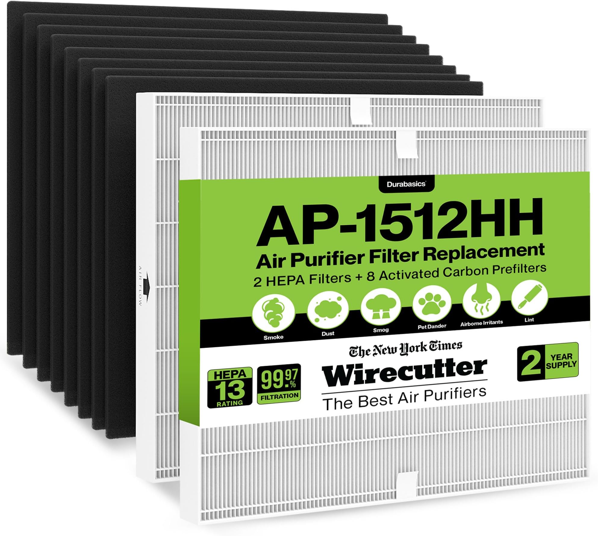 AP-1512HH HEPA Set Compatible with Coway Filter - 2 Year Supply - Compatible with Coway Airmega AP-1512HH & Airmega Filter Replacement - Helps Remove Smoke, Dust, Pollen, Dust, Debris, Pet Dander