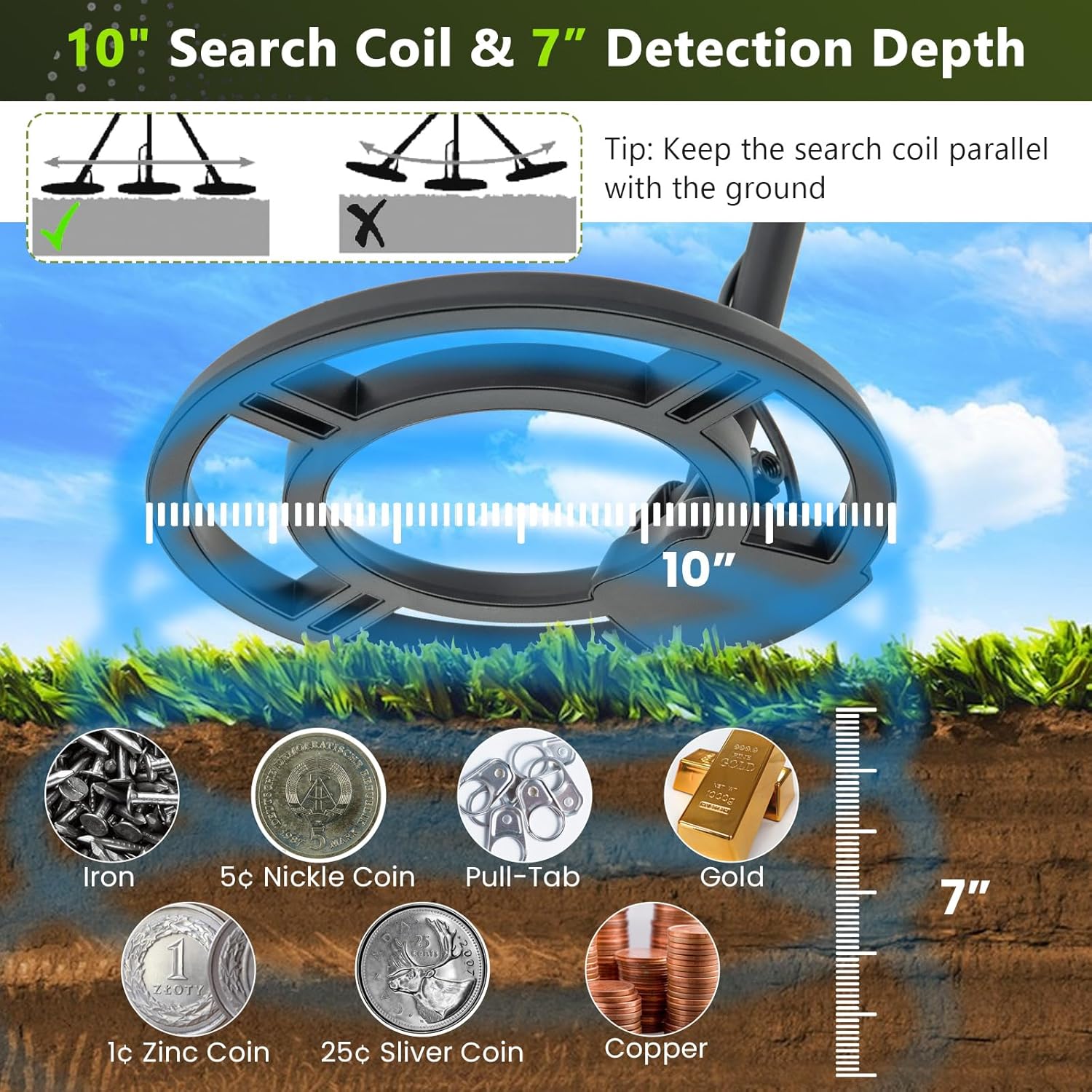 Goplus Metal Detector for Adults Professional, Higher Accuracy Gold Finder with IP68 Waterproof 10'' Coil, LCD Display, All Metal & Pinpoint & Disc Mode, Shovel Scoop, Headphone, Treasure Hunting