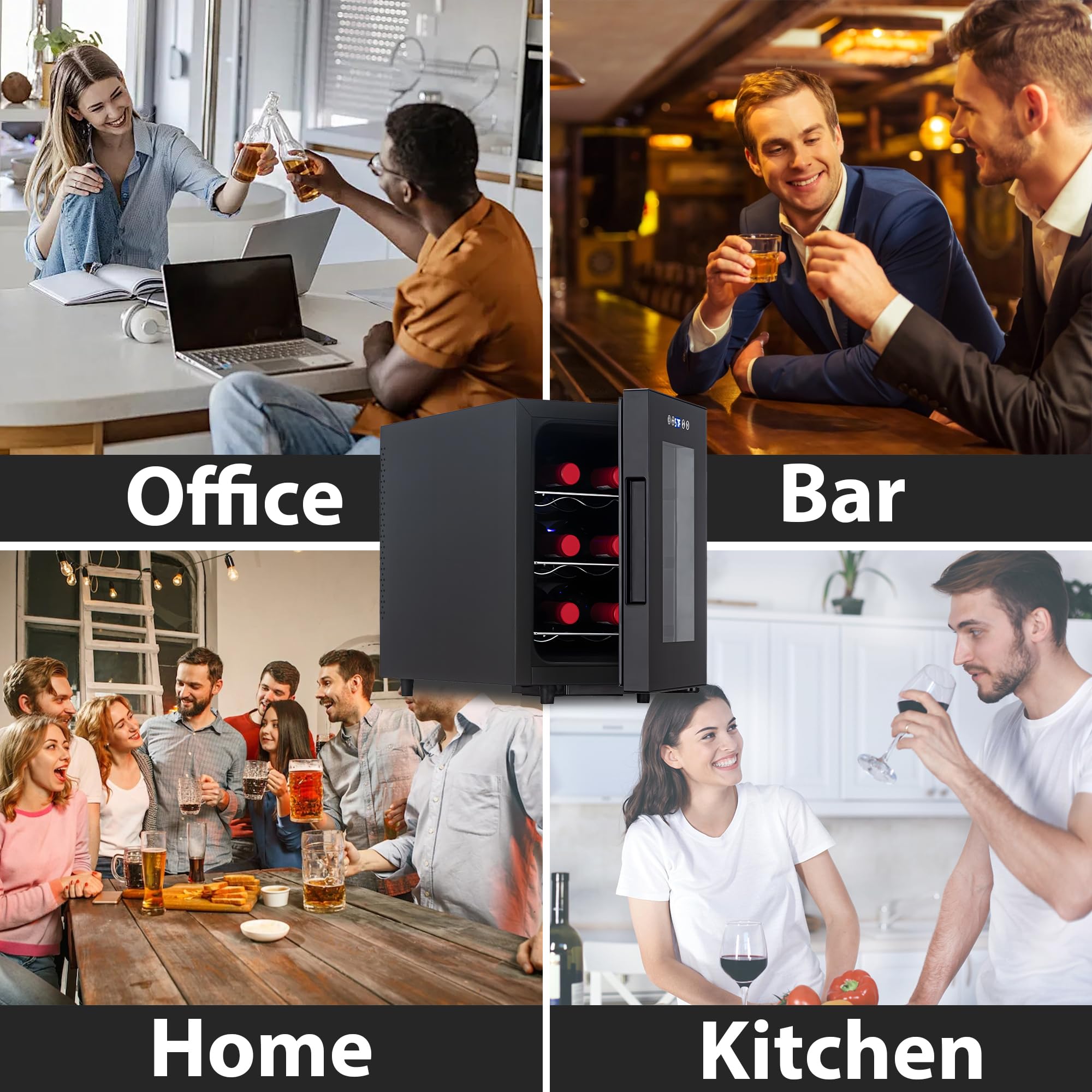 Iceblue Wine Fridge, Digital Temperature Control White & Red Wine 6 Bottle Wine Cooler With Wine Rack, Champagne Wine Cooler Refrigerator For Bar, Home,Kitchen,Gift (Black) on Fridge.com - View 6