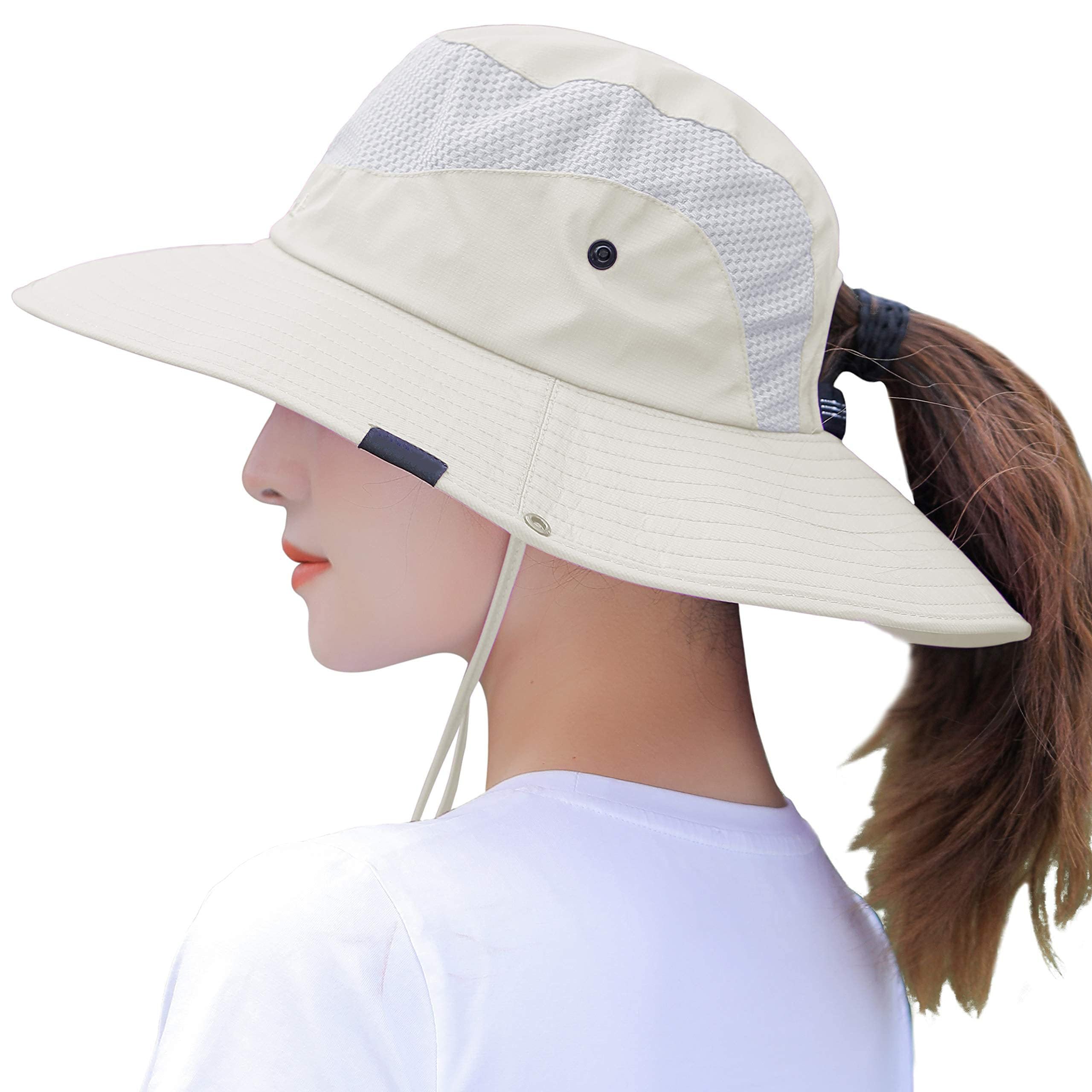 – Sun Hats, Bucket Hat Summer Sun Outdoor UV Protection Foldable Mesh Wide Brim for Beach Fishing Men Women (White)