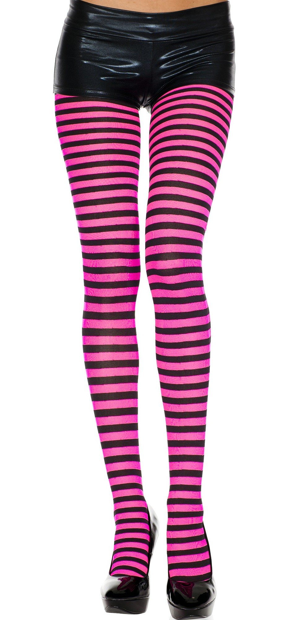 2 Pack Set of Striped Opaque Tights in Queen Size (Various Colors)