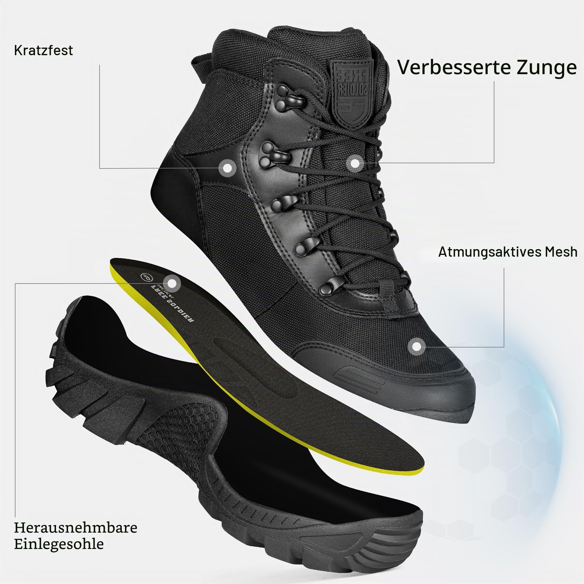 FREE SOLDIER Bequeme leichte Stiefel Herren Wanderstiefel Outdoor Boots Männer Wanderschuhe zum Trekking, Arbeiten, Training