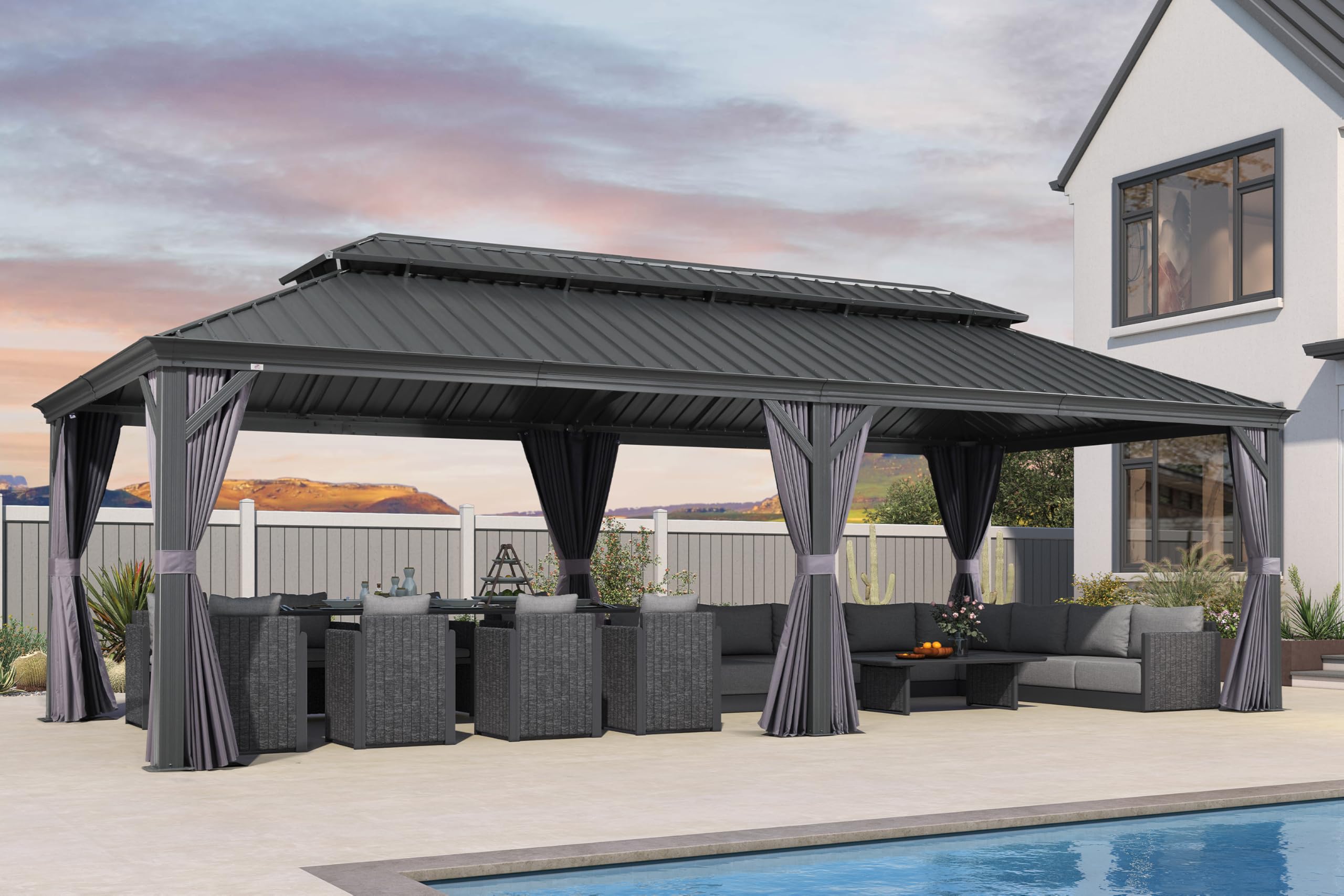 Amazon.com: PURPLE LEAF Large Gazebo 14' X 28' with Galvanized