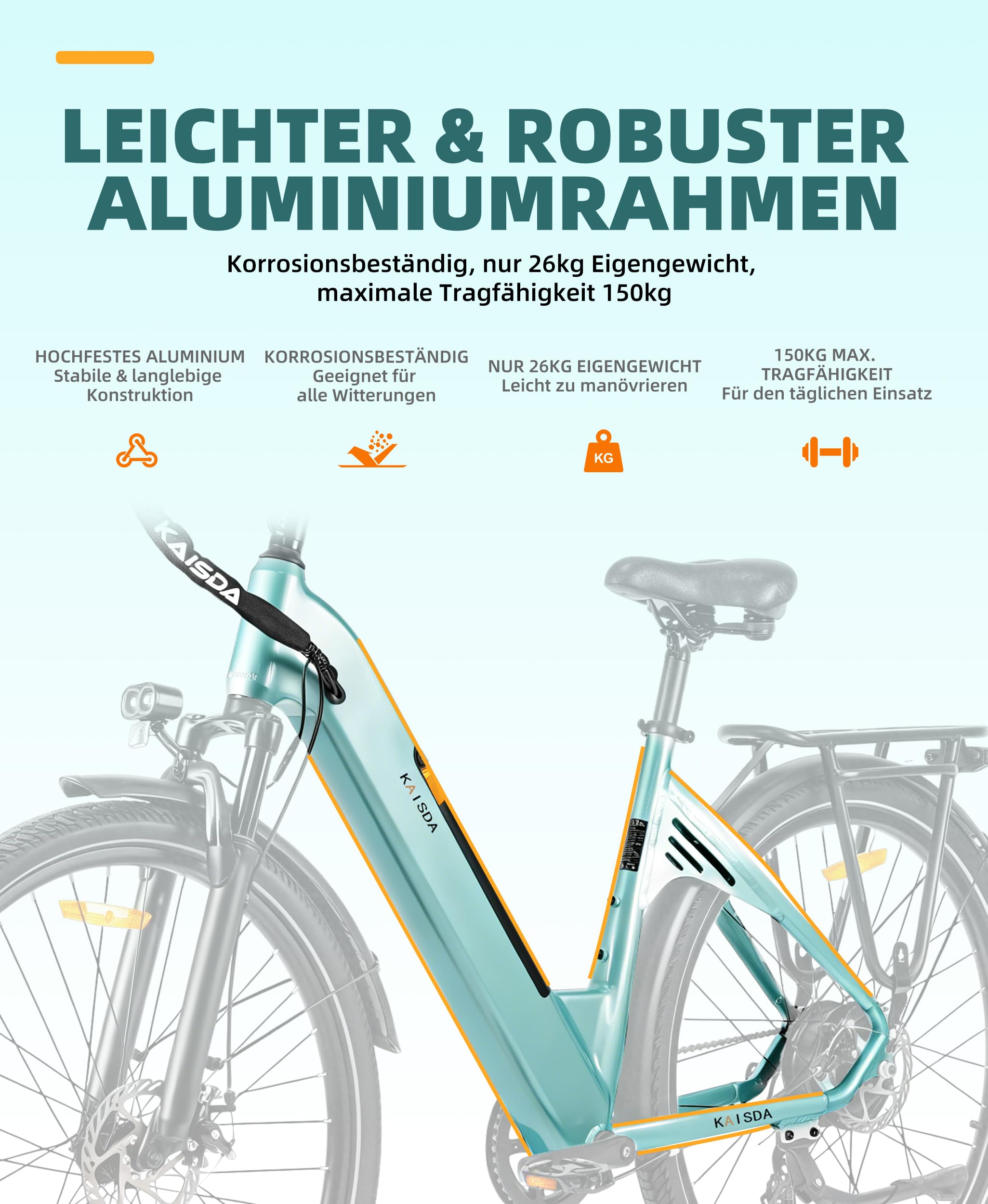 E-Bike Damen 28/26 Zoll,Elektrofahrräder City E-Bike Herren Damen mit 36V 20Ah Akku, bis 80 km, 250W Motor, 7-Gang, LCD-Display