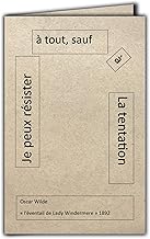 CIT-1024 Quote Card on Natural Fibre Paper with Envelope "I Can Resist Everything But Temptation" Oscar Wilde Lady Windermere's Fan – Made in France