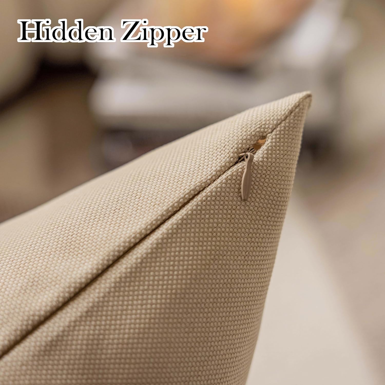 Demetex Outdoor Pillow Covers 12x20 Waterproof Lumbar Throw Pillows Rectangle Beige Pillow Cases for Patio Couch, Set of 4, 12 x 20 Inch, Beige - Image 2