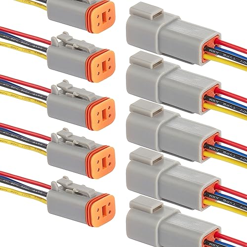 Miniatura 8 de Deutsch Conector DT de 2 Pines, Conector Eléctrico Automotriz Impermeable DT de 2 Vías Macho Hembra Enchufe Arnés de Cableado, con Cable de Alambre