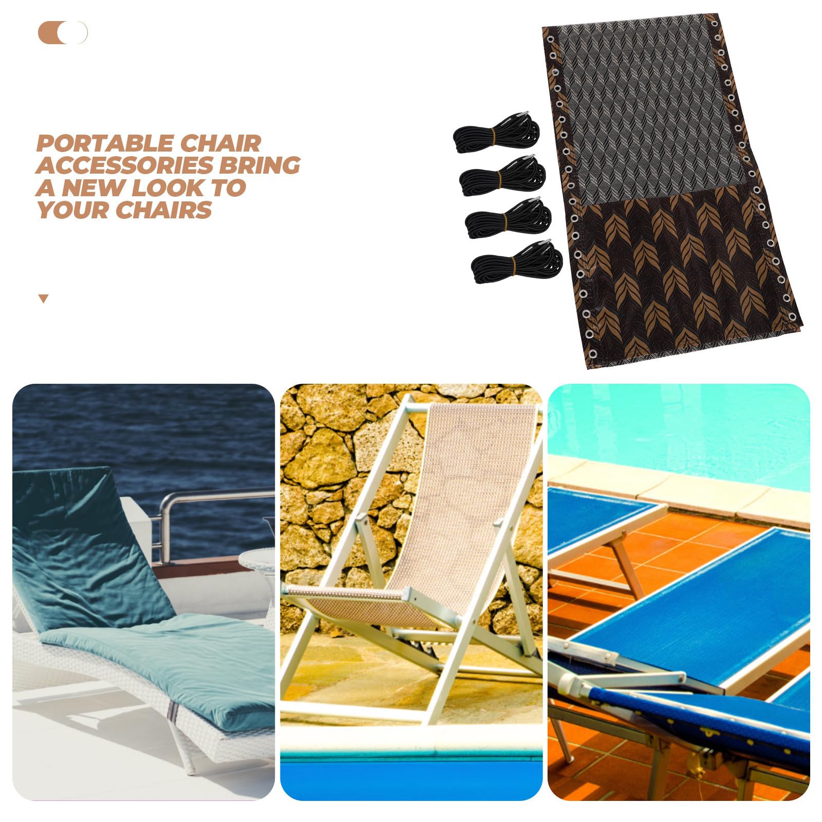 Kit di Sostituzione Telo per Sedia a Sdraio Traspirante Resistente 5 Pezzi, Ricambio per Poltrona Reclinabile Pieghevole Adatto per Esterni, Giardino, Spiaggia e Campeggio