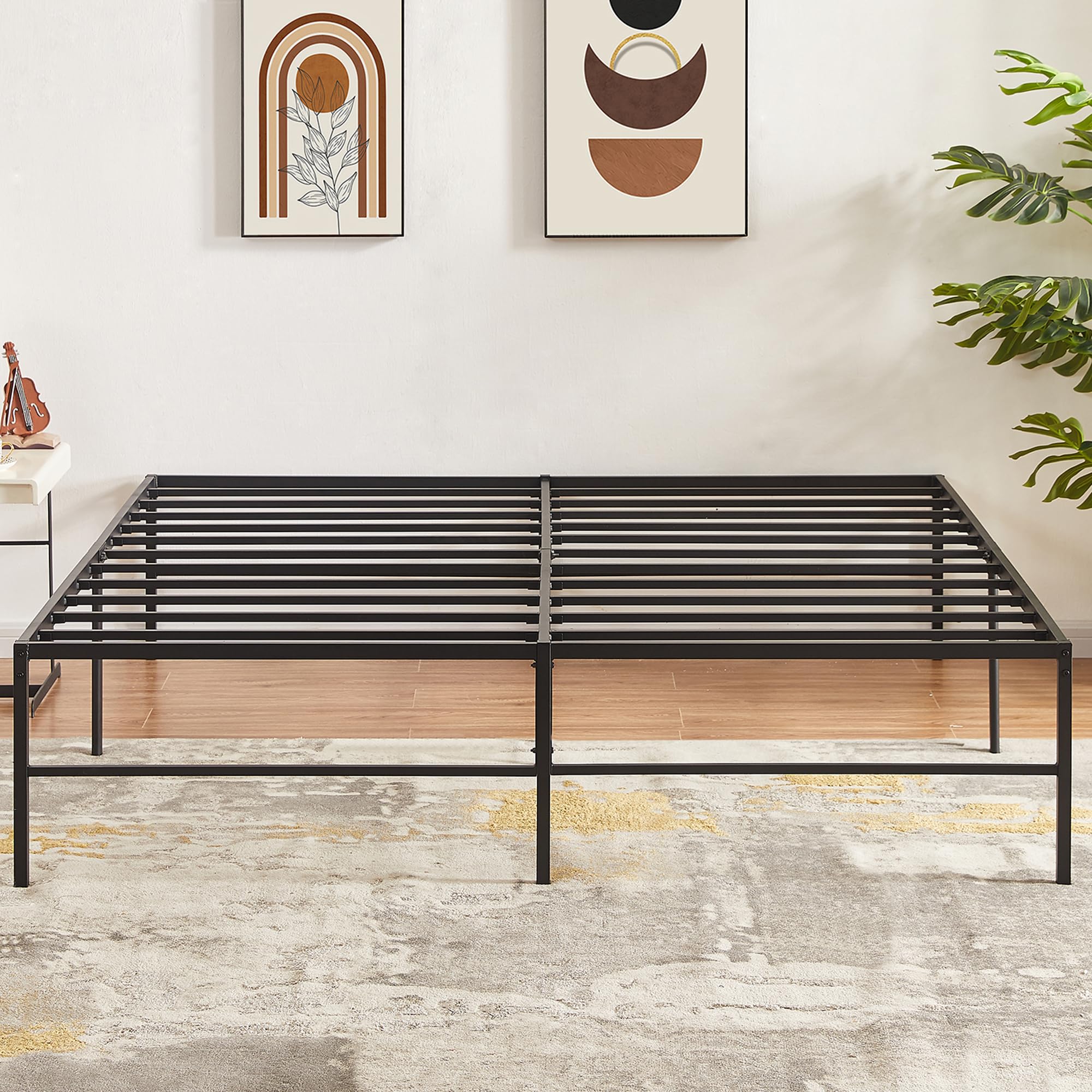 VECELO 18 Metal Platform Bed Frame Mattress Foundation No Box Spring Needed King Size