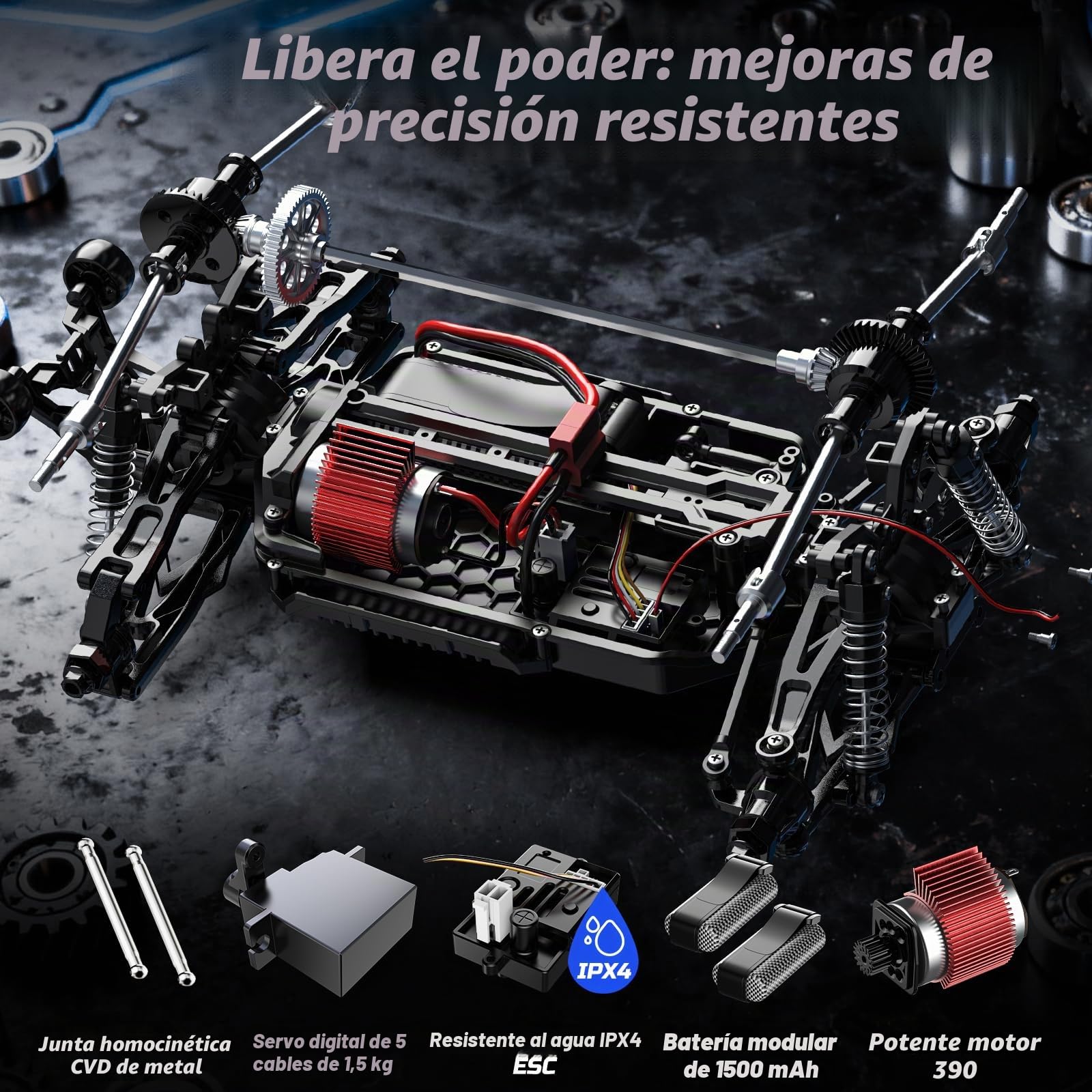 DEERC 9006E Coche Teledirigido de Alta Velocidad para Adultos 45 km/h, 4WD Monster Truck RC, Coche de Alta Velocidad 2,4 GHz, Monster Truck Impermeable con 2 baterías para niños y niños