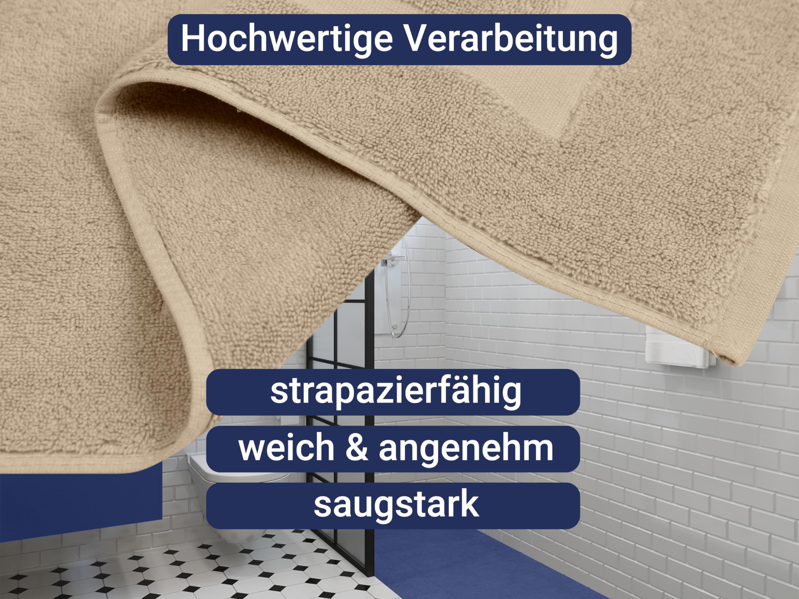 Marie's Home Tappeto da bagno classico per doccia, vasca e WC 1612.2351, 50 x 80 cm, colore: Stone