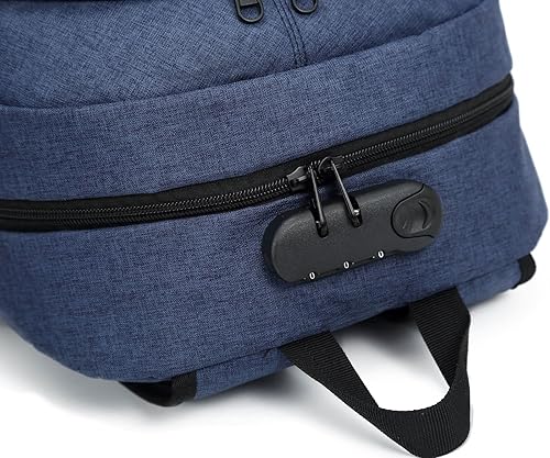 Miniatura 10 de VarietyAthletics - Juego de mochila y estuche organizador para laptop de 19 pulgadas, puerto USB para auriculares, antirrobo, impermeable, viajes,