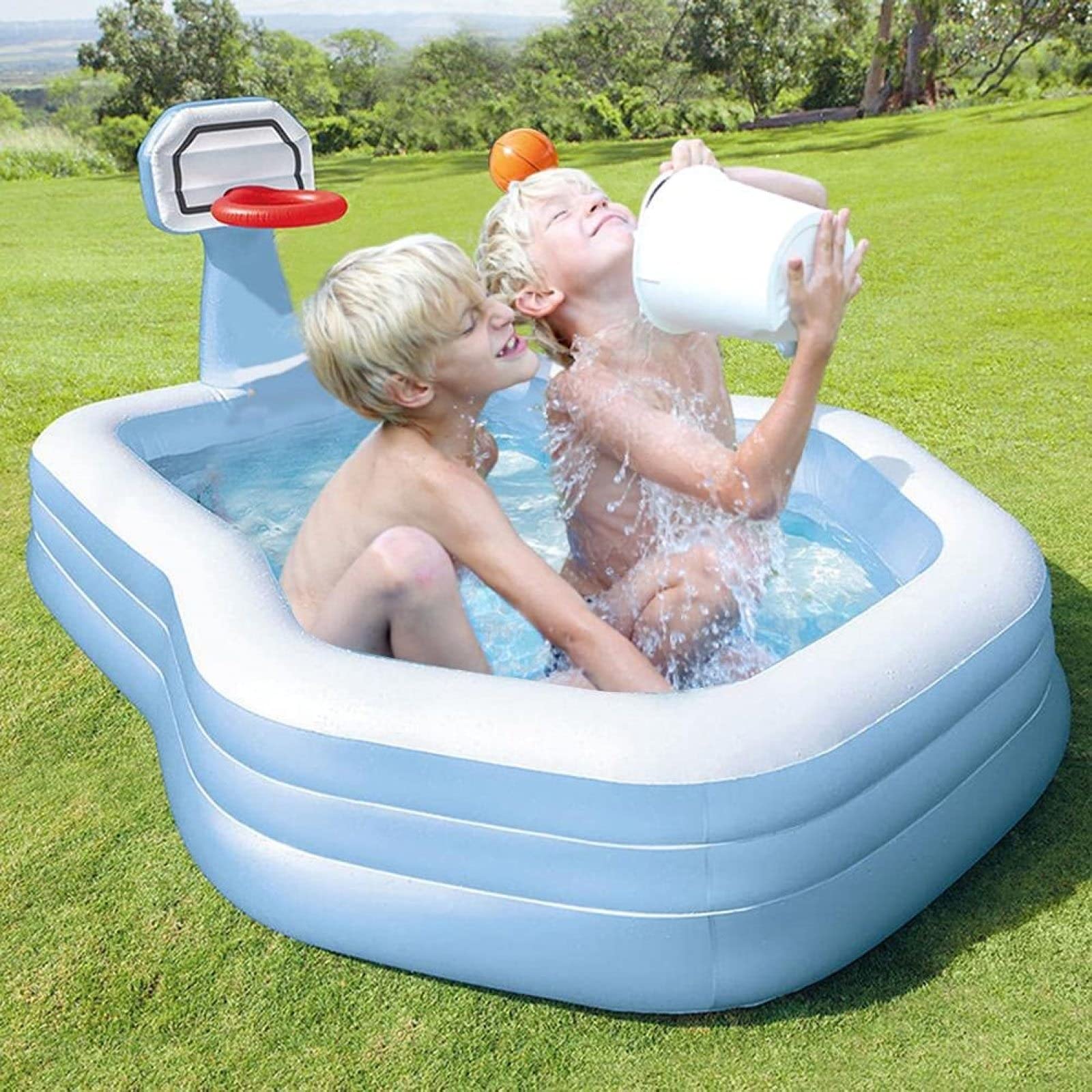 Family Inflatable Swimming Pool Swimming Pool Inflatable Water Slide Toys  Garden Backyard Indoor Outdoor Inflatable Swimming Pool for 2-6 Years Old