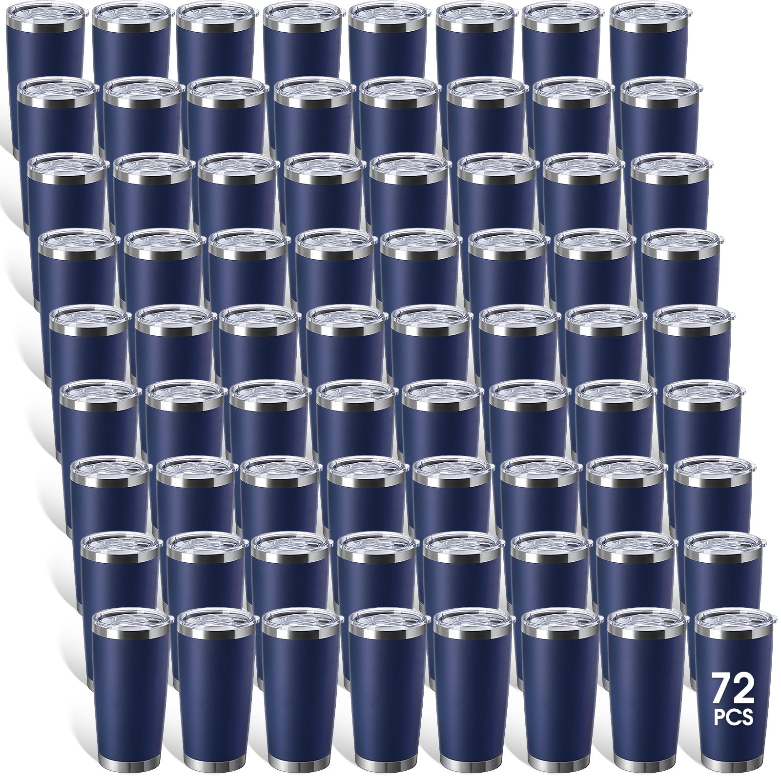 Photo 1 of Hsei 72 Pcs Stainless Steel Tumbler Bulk 20 oz Insulated Tumbler Cup Double Wall Vacuum Coffee Mug for Back to School Wedding Birthday Party Coworker Teacher Appreciation Gifts(Navy Blue)
