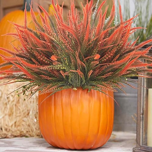 Miniatura 4 de 10 paquetes de plantas artificiales para exteriores, césped falso con flores, resistente a los rayos UV, vegetación para jardín, porche, ventana,