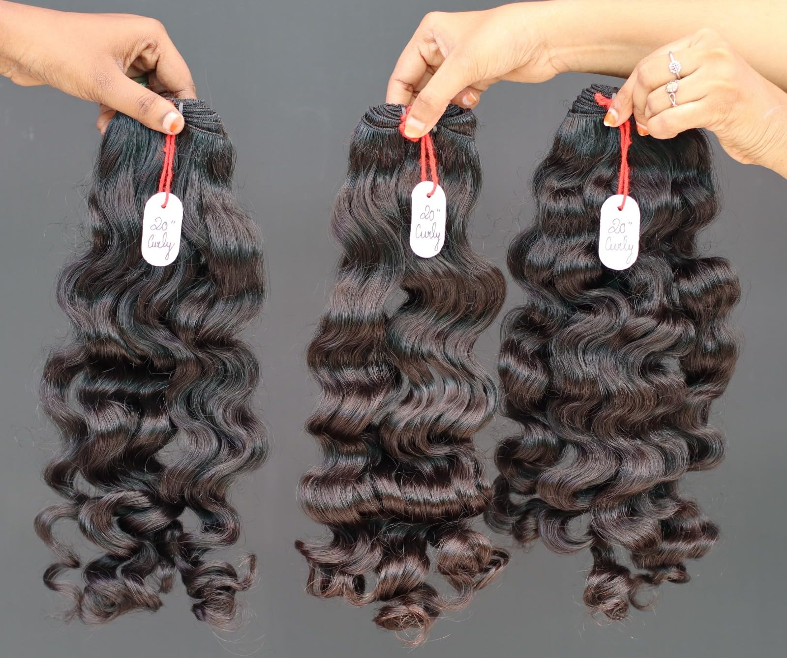 IDM 20” Curly 3 bundles 100% Natural Indian Virgin Raw Hair double weft single donor hair bundles