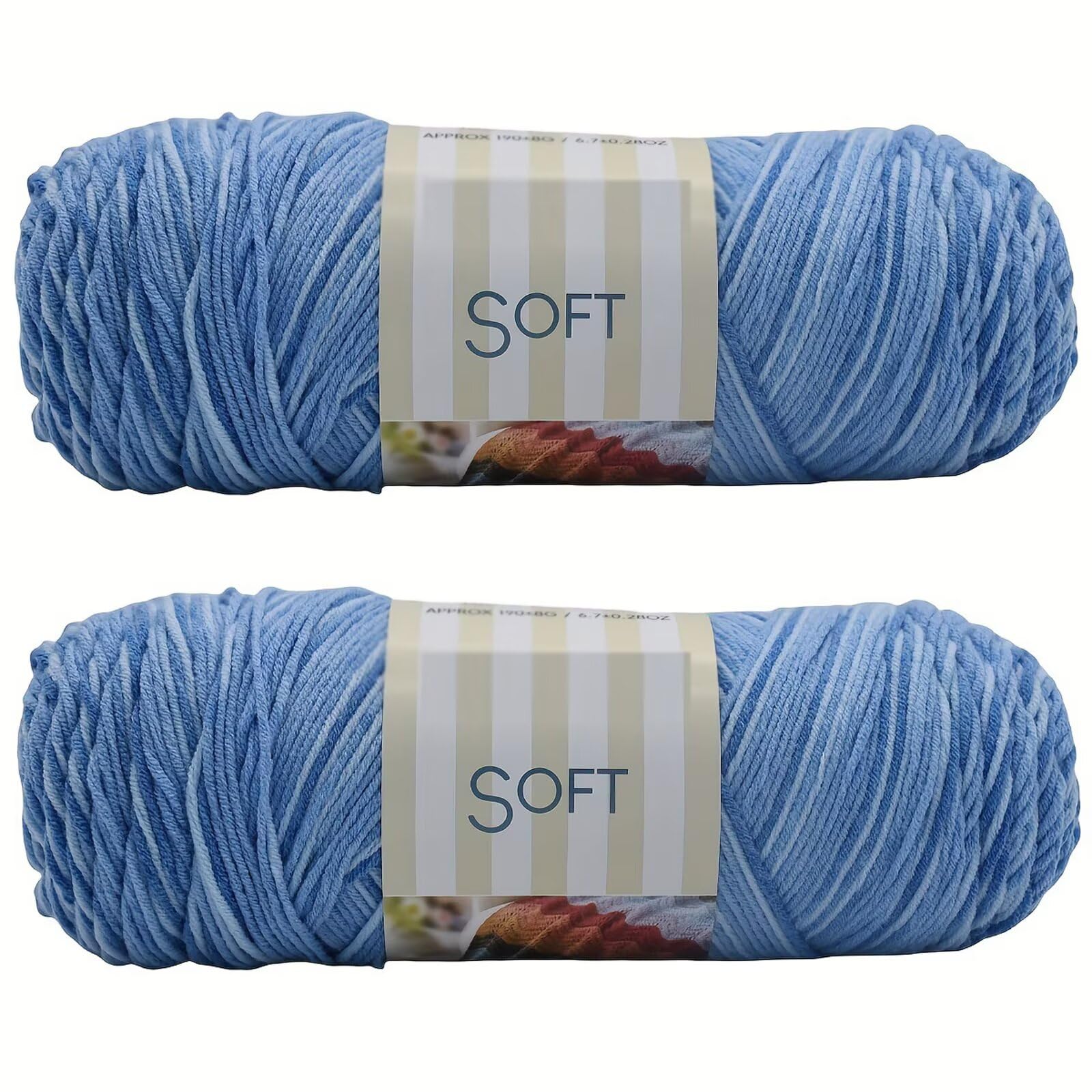 5-Strand Gradient Color Milk Cotton Yarn,100% Acrylic Segment Dyed Crochet Yarn,6.7 Ounces Per Skein,416 Yards Per Skein,2-Pack Set,Knitting Sweaters, Scarves, Gloves & Slippers,Soft Texture