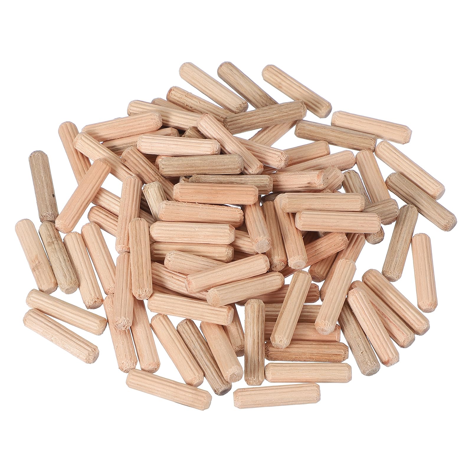 MECCANIXITY Wooden Dowel Pins 1/4" x 3/4" (6mm x 20mm) Straight Dowel Rods Wood Fluted Dowels Rods for Crafts Furniture DIY Hardwood Count 100