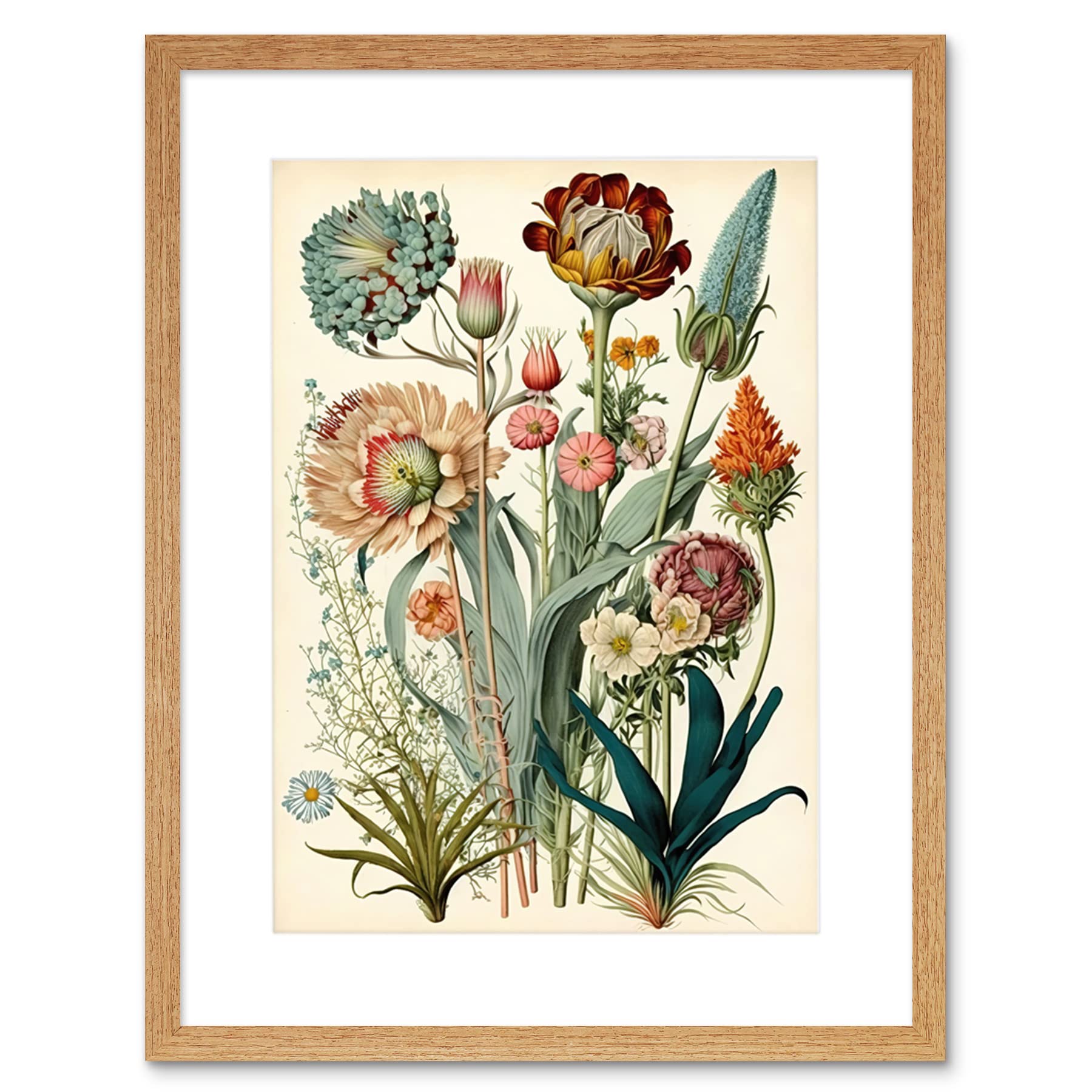 Artery8 Ernst Haeckel Inspired Vintage Botanical Plant Study Modern Watercolour Painting Illustration Artwork Framed Wall Art Print 9X7 Inch