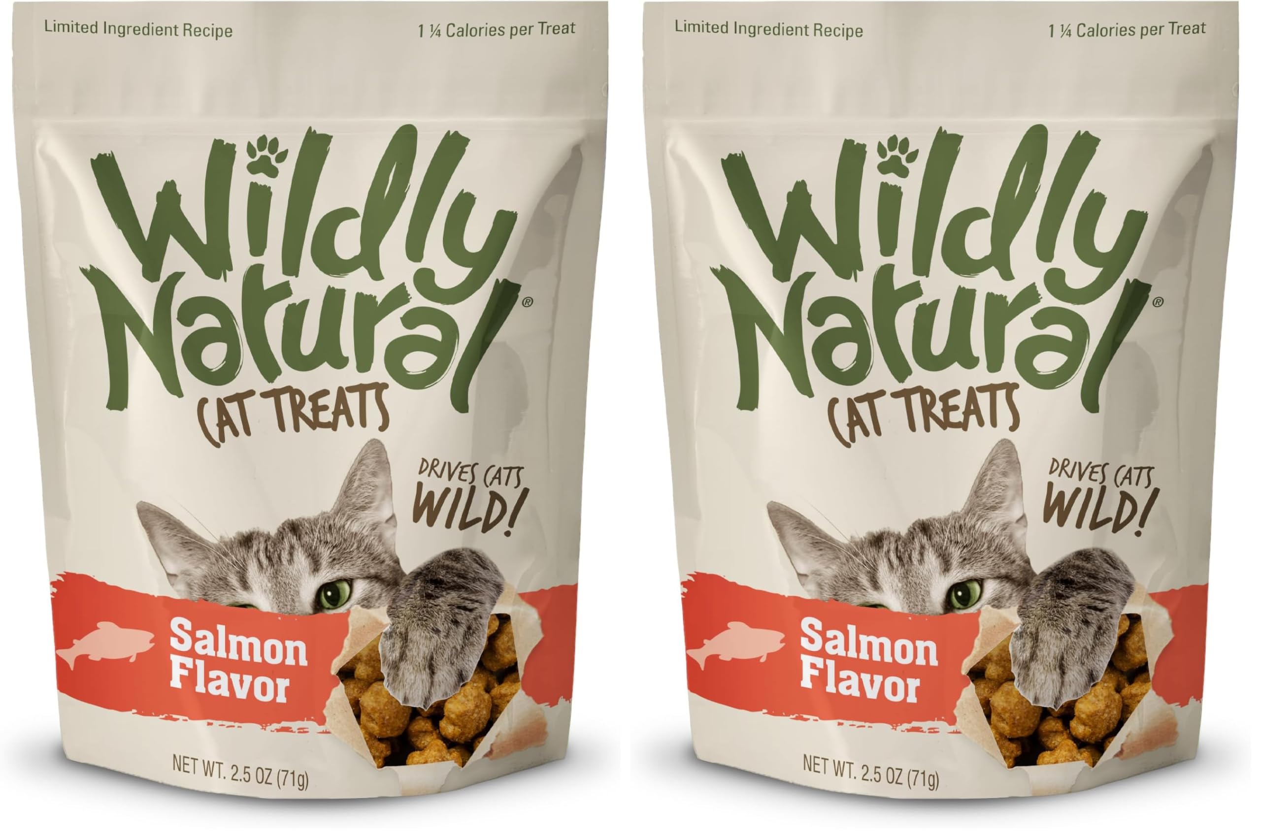 Wildly Natural Cat Treats, 2.5 Ounces, Salmon Flavor (Pack of 2)
