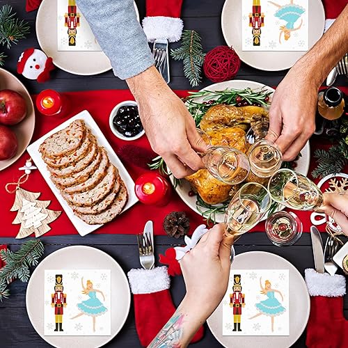 Miniatura 5 de 200 servilletas de papel de cascanueces y bailarina, servilletas de papel desechables, servilletas de papel desechables para Navidad, vacaciones,